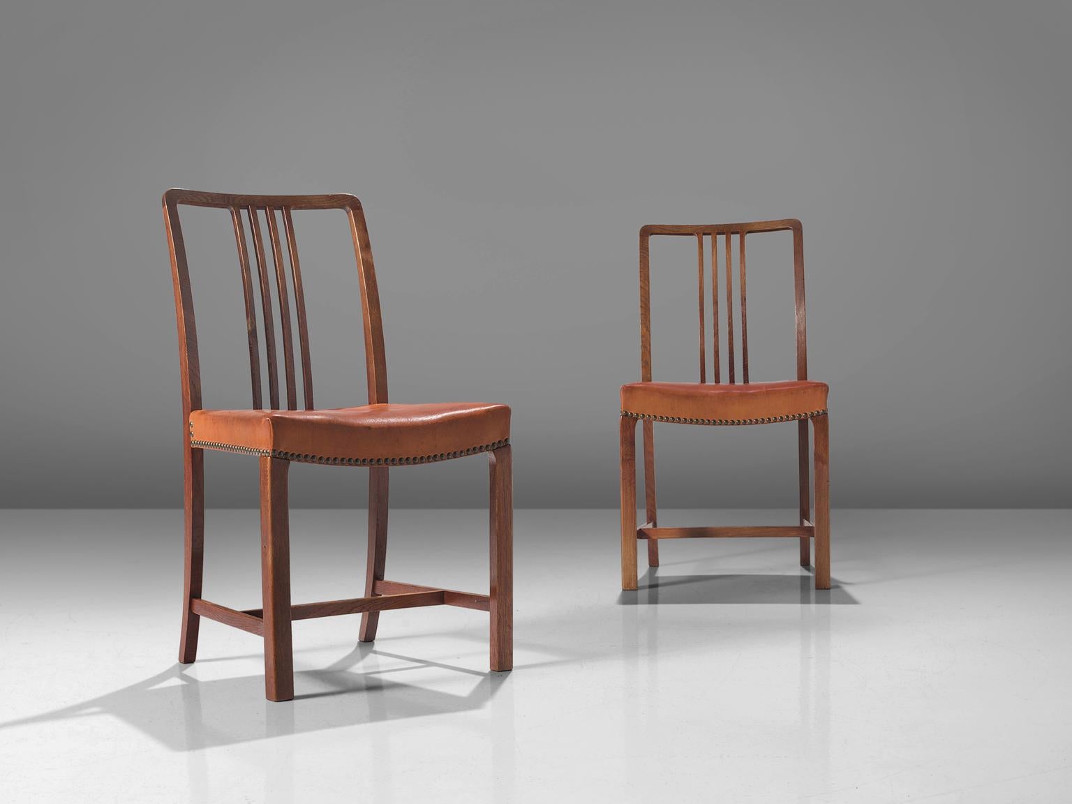 Jørgen Christensens Set of Eight Dining Chairs in Original Cognac Leather 1