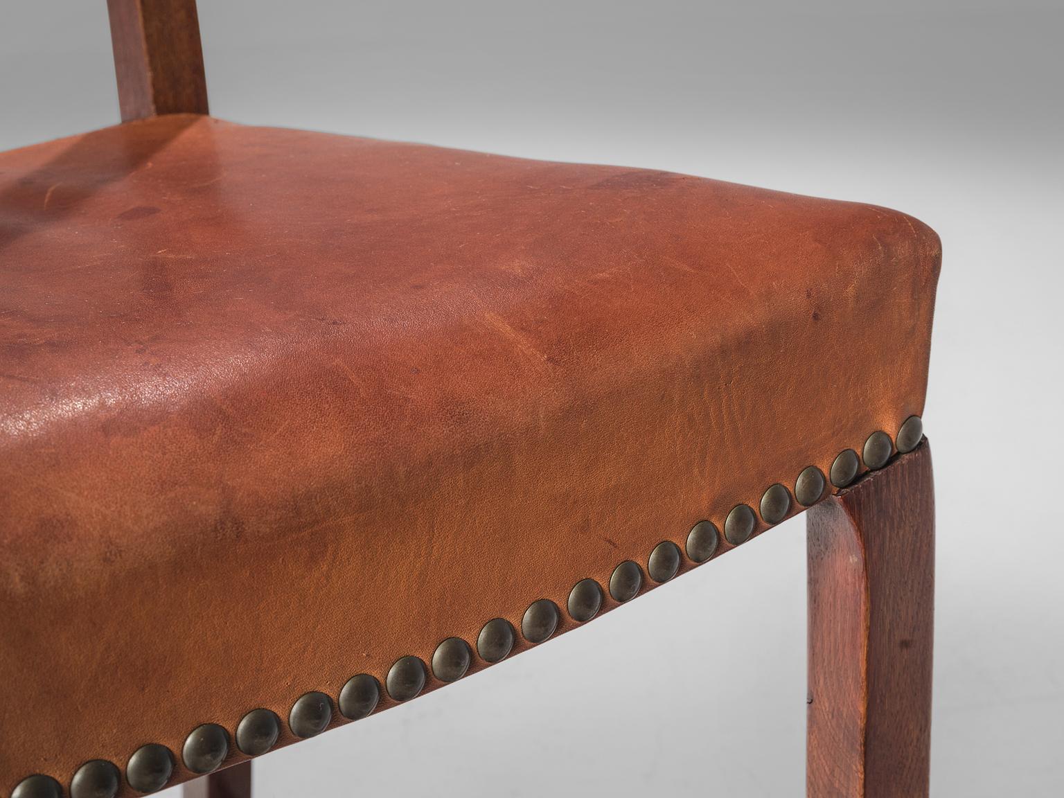 Jørgen Christensens Set of Eight Dining Chairs in Original Cognac Leather 2