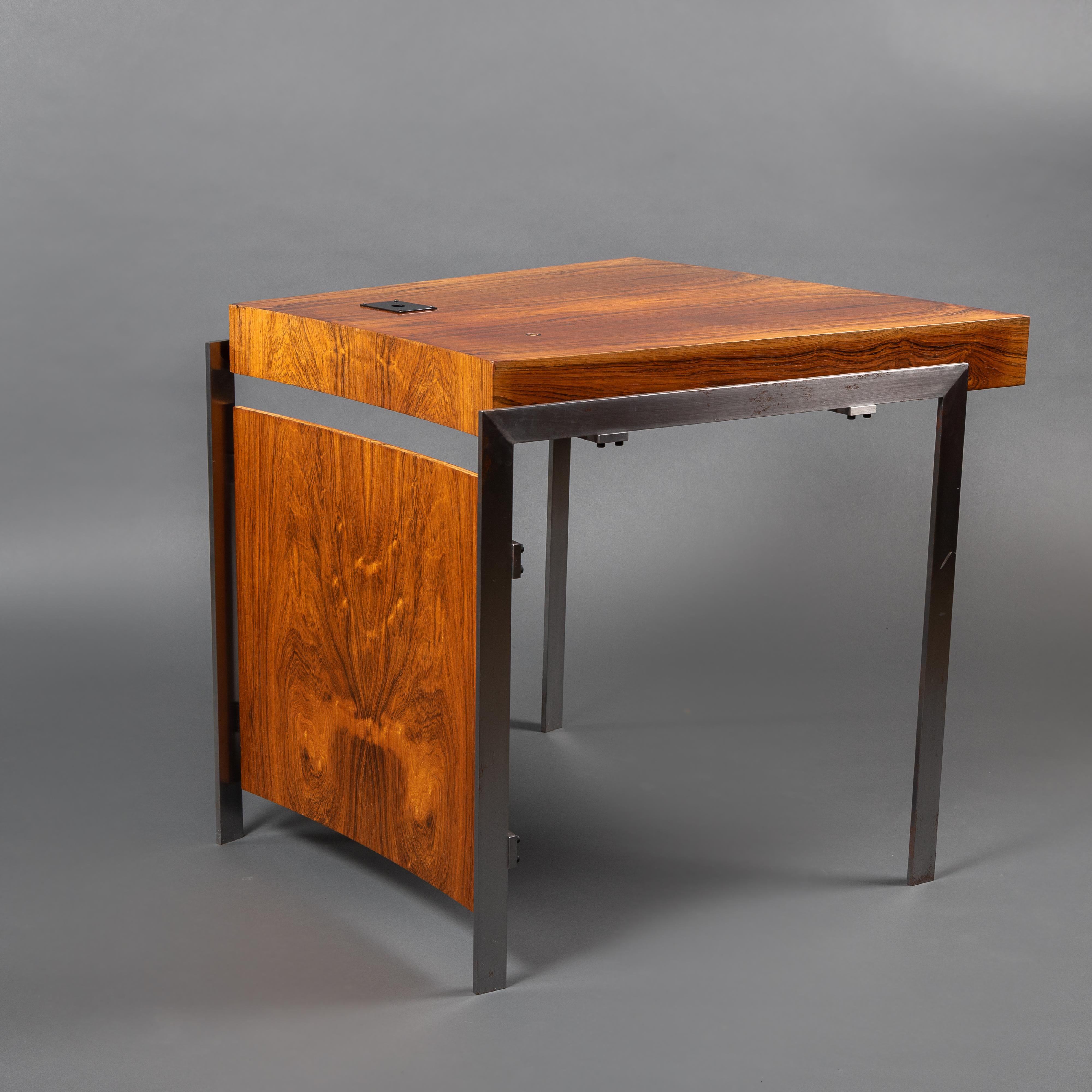 Danish Jørgen Groth Midcentury Scandinavian Writing Desk Rosewood Steel Heluf Poulsen For Sale