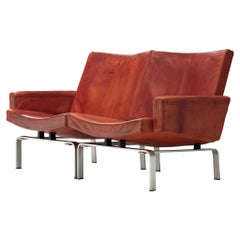 Jorgen Hoj Niels Vitsoøe Sofa '202' in Red Leather and Steel