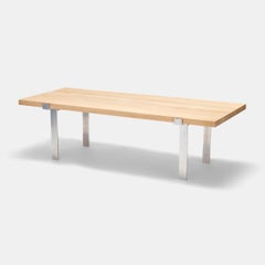 Mesa de centro de roble macizo y acero Jørgen Høj para A. Mikael Laursen, Aarhus, Denma