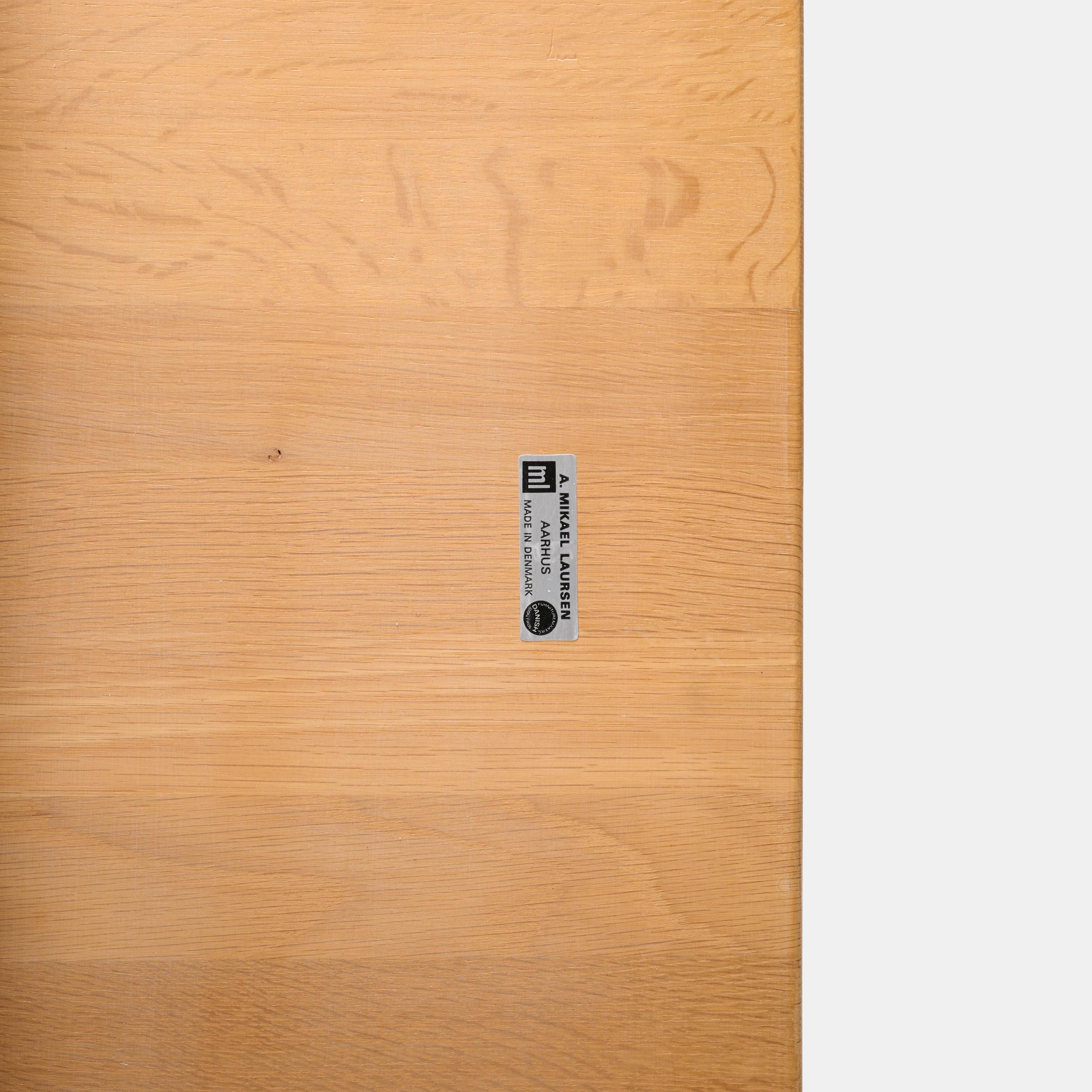 Steel Jørgen Høj solid oak and steel coffee table for A. Mikael Laursen, Aarhus, Denma For Sale