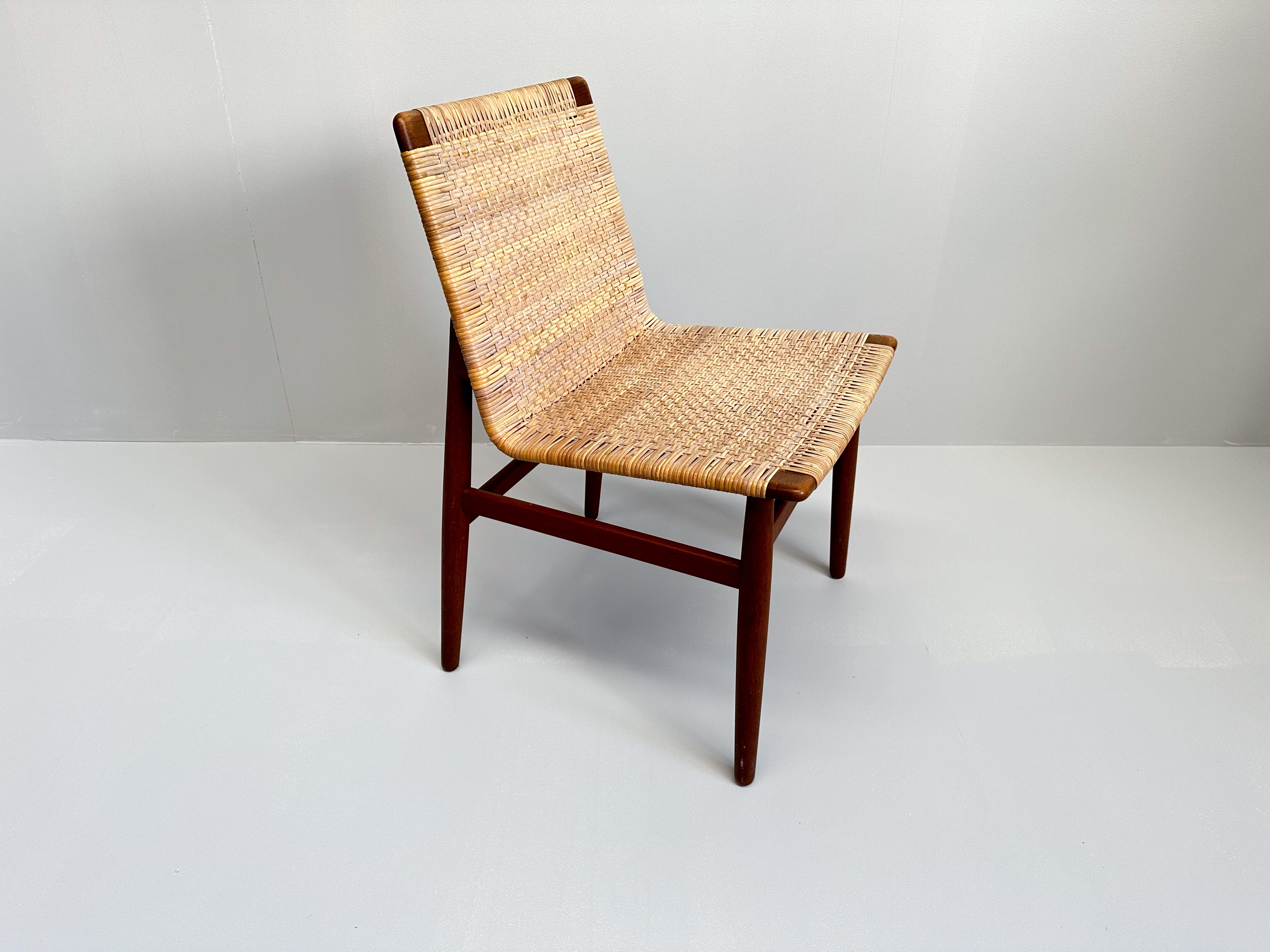 Jørgen Høj Teak and Rattan Chair for Thorald Madsen, Denmark, 1950s For Sale 5