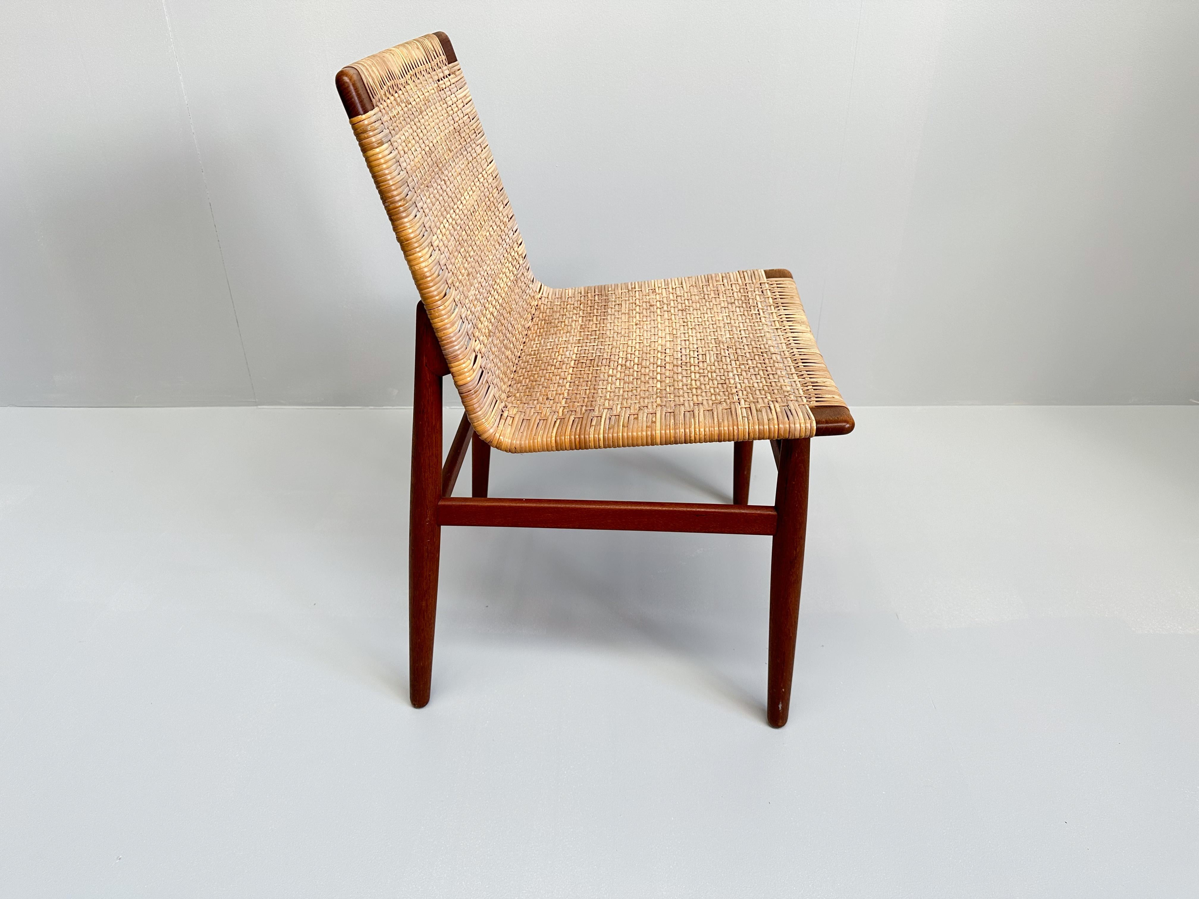 Jørgen Høj Teak and Rattan Chair for Thorald Madsen, Denmark, 1950s For Sale 6