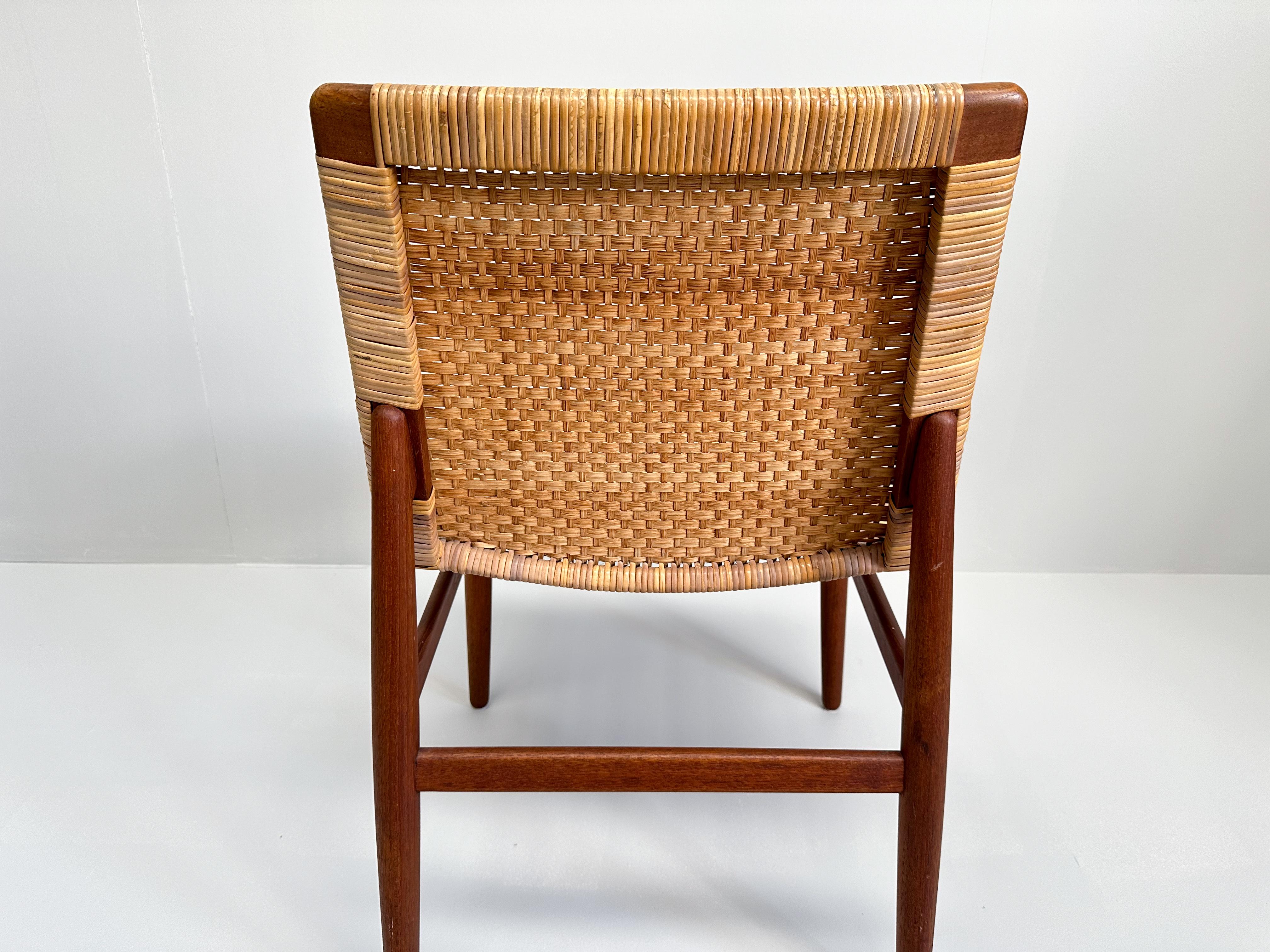 Jørgen Høj Teak and Rattan Chair for Thorald Madsen, Denmark, 1950s For Sale 8