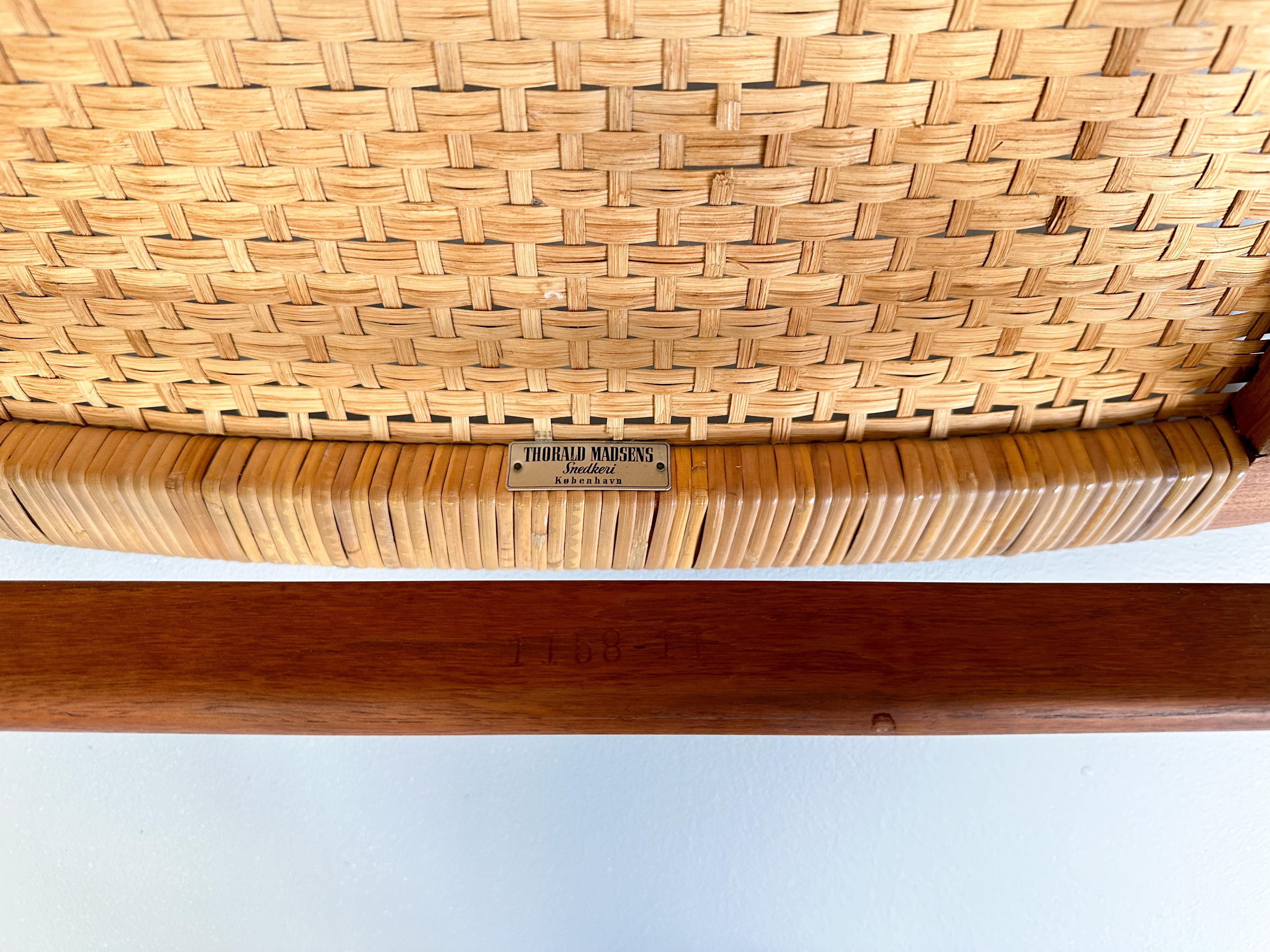 Jørgen Høj Teak and Rattan Chair for Thorald Madsen, Denmark, 1950s For Sale 9