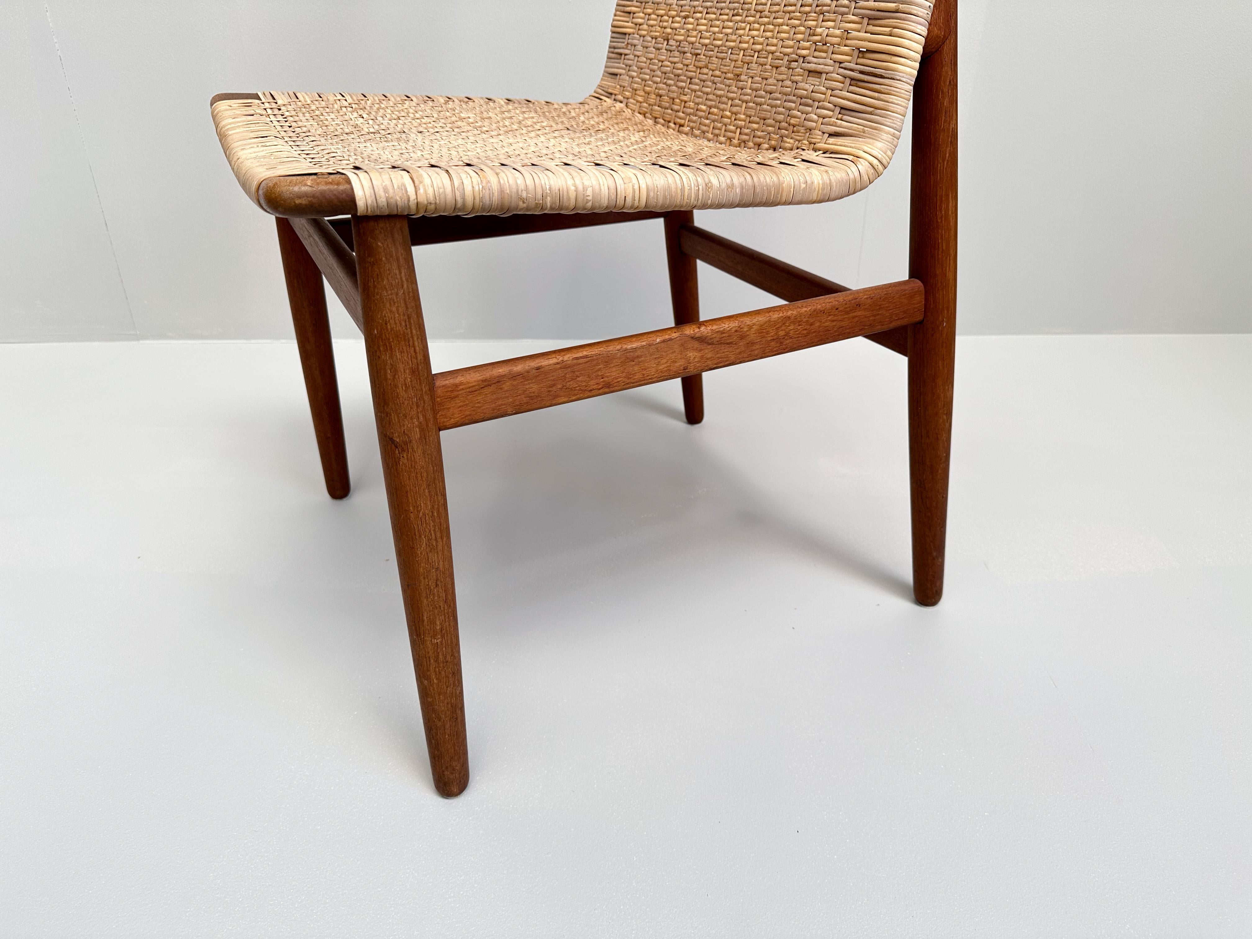 European Jørgen Høj Teak and Rattan Chair for Thorald Madsen, Denmark, 1950s For Sale
