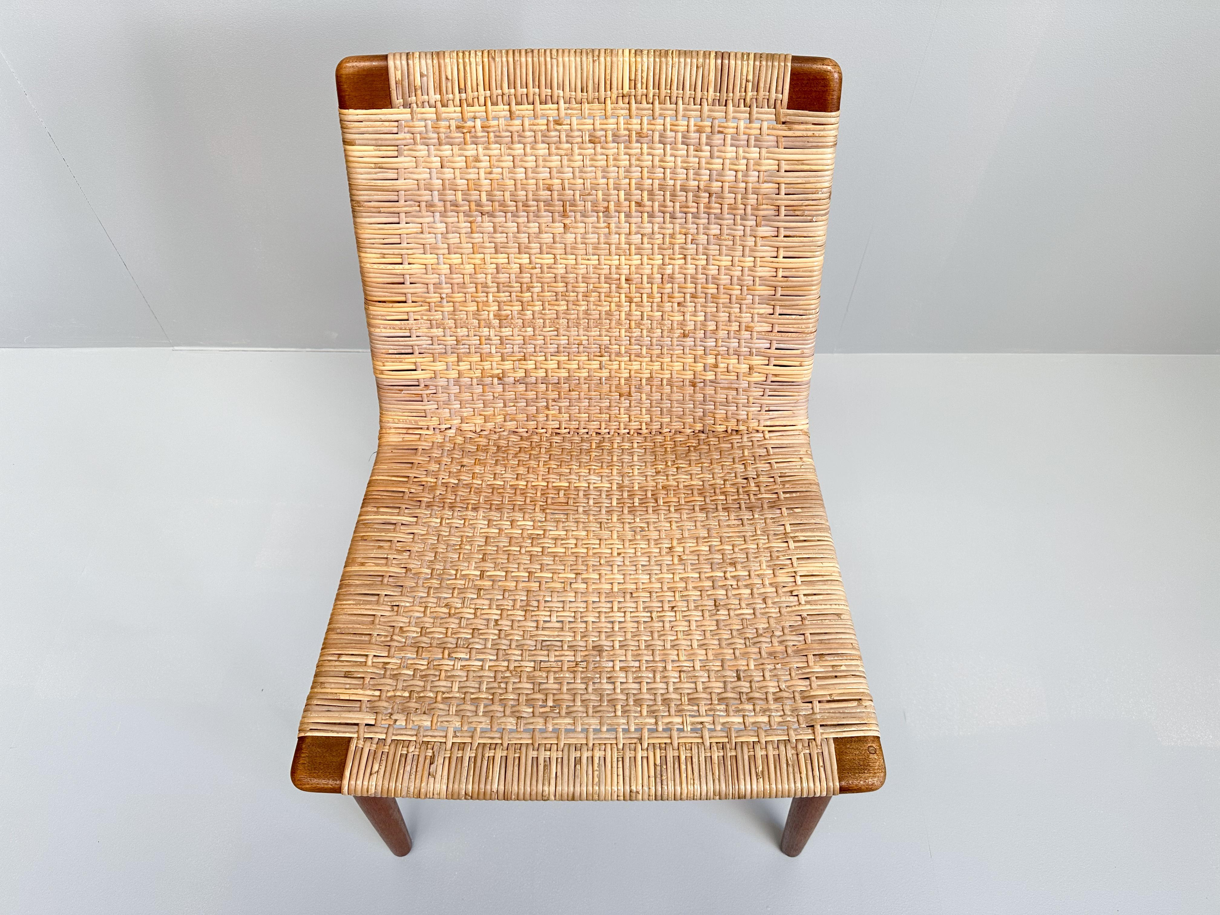 Jørgen Høj Teak and Rattan Chair for Thorald Madsen, Denmark, 1950s For Sale 1