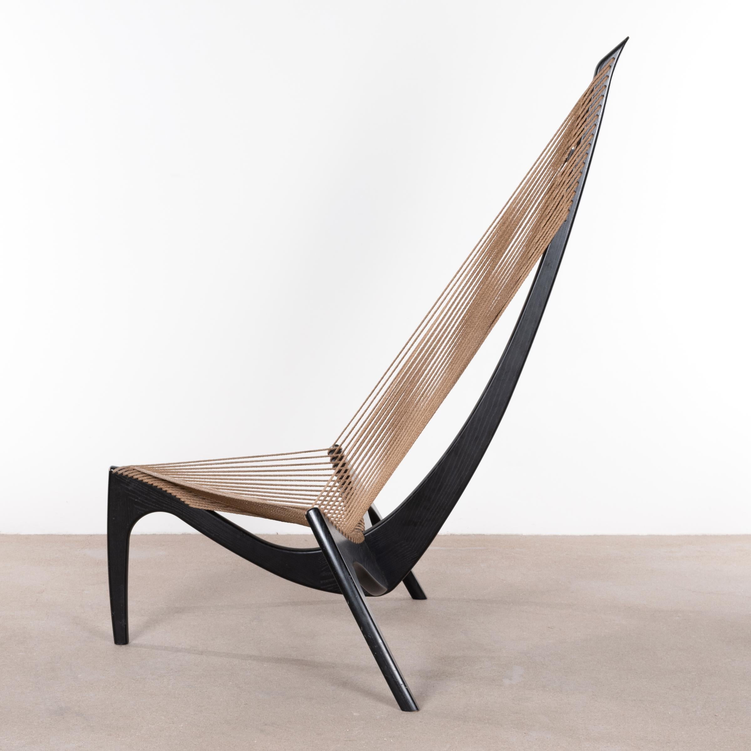 Scandinavian Modern Jørgen Høvelskov Black Harp Lounge Chair for Jørgen Christensens