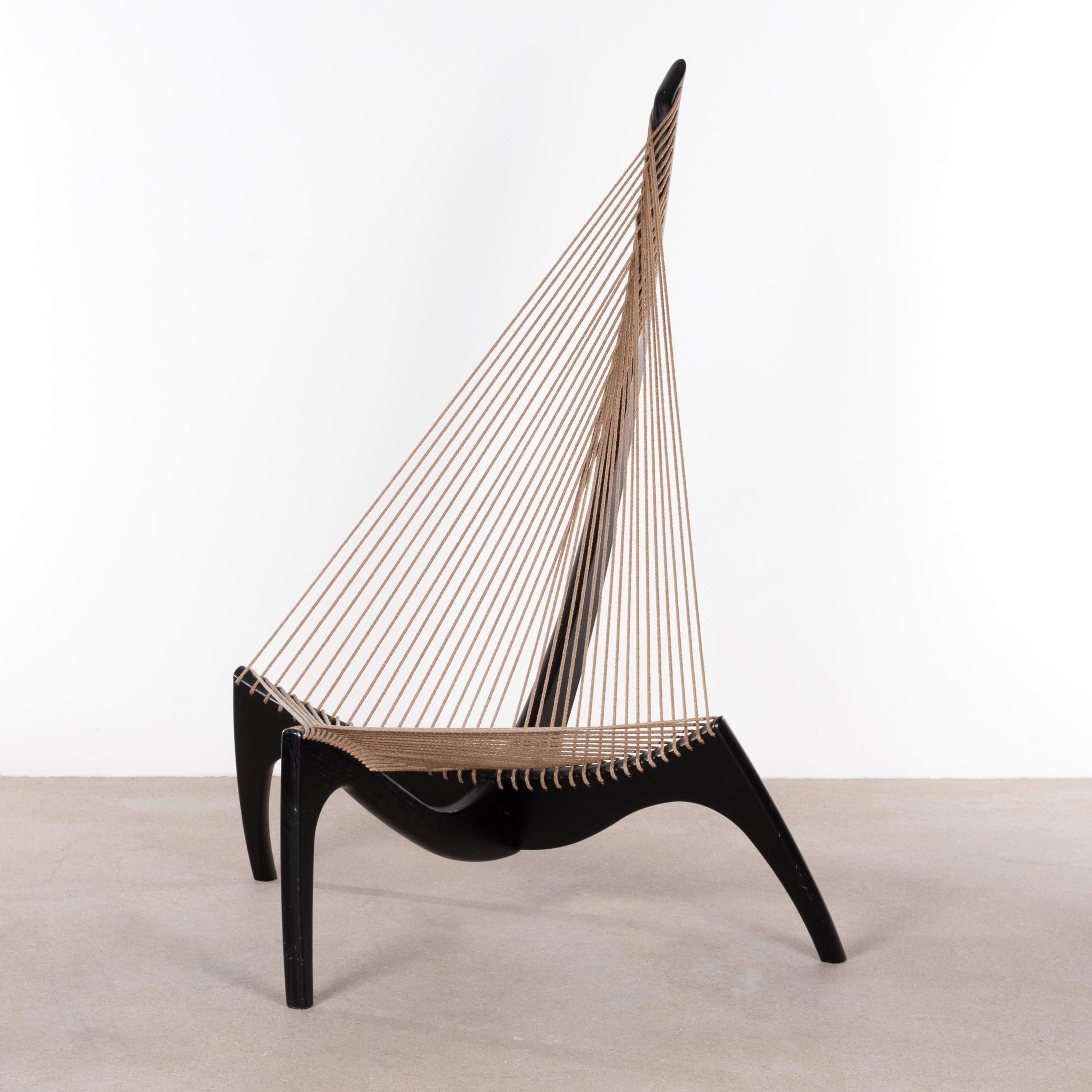 Danish Jørgen Høvelskov Black Harp Lounge Chair for Jørgen Christensens