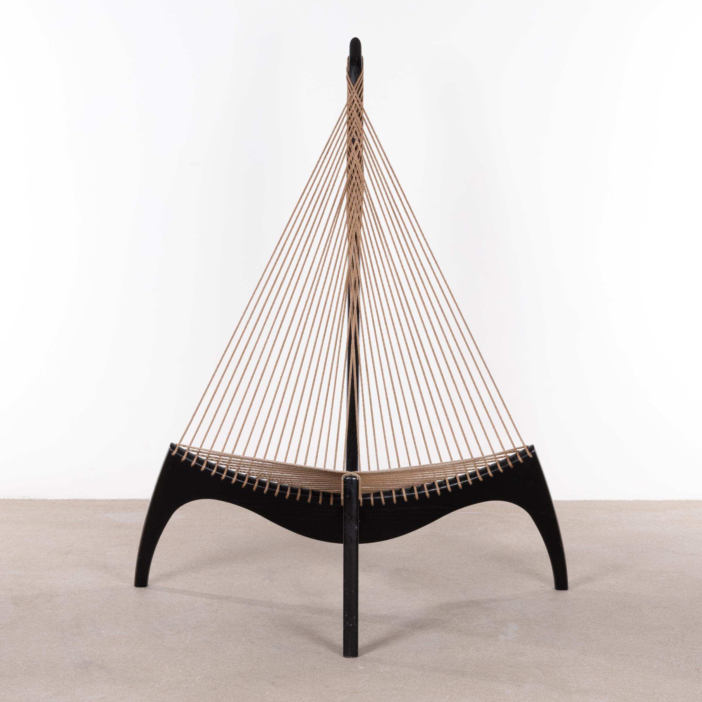 Jørgen Høvelskov Black Harp Lounge Chair for Jørgen Christensens In Good Condition In Amsterdam, NL