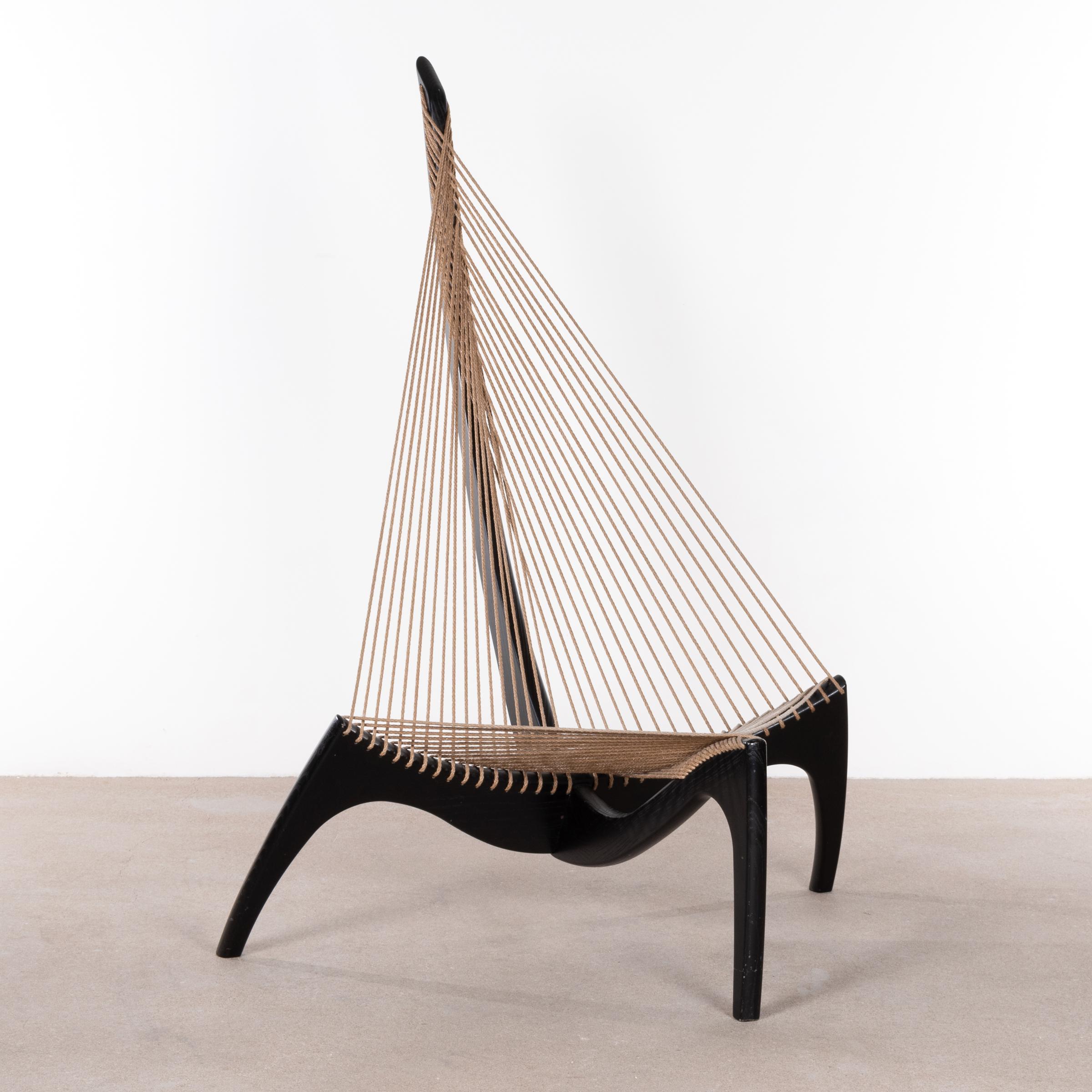 Mid-20th Century Jørgen Høvelskov Black Harp Lounge Chair for Jørgen Christensens