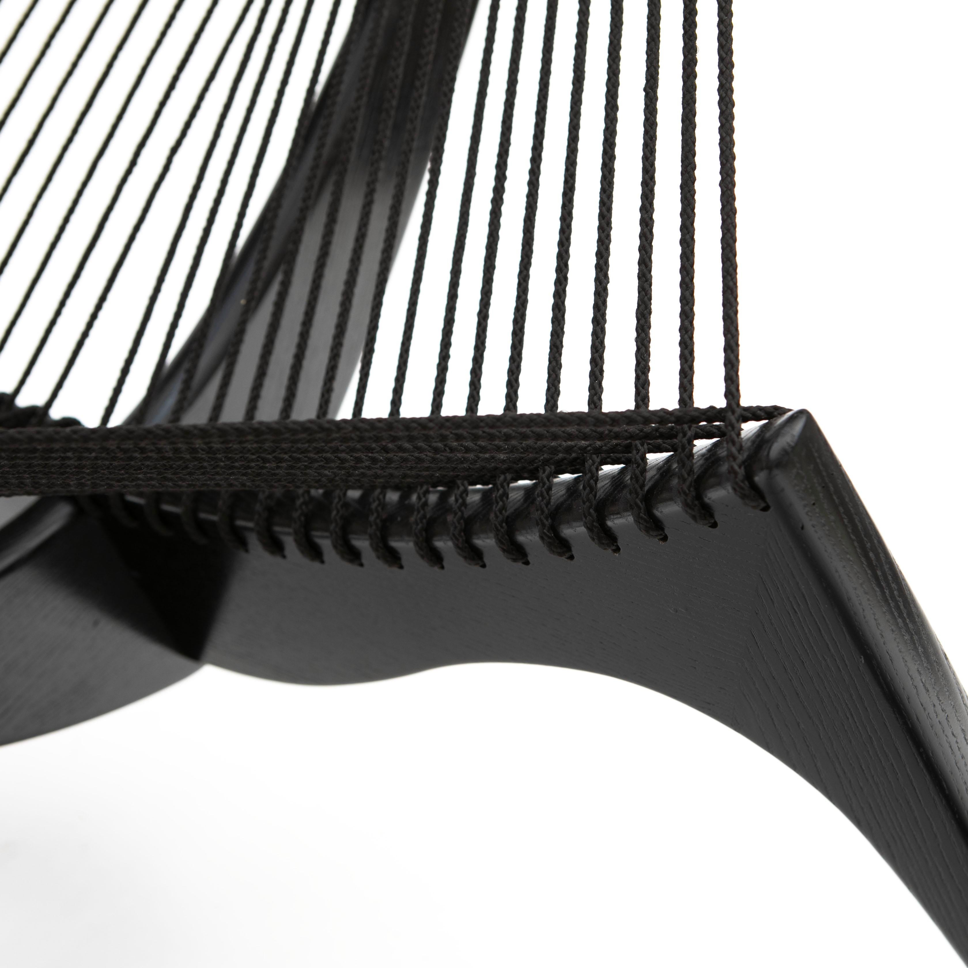 Jørgen Høvelskov Harp Chair in Black Wood and String For Sale 2