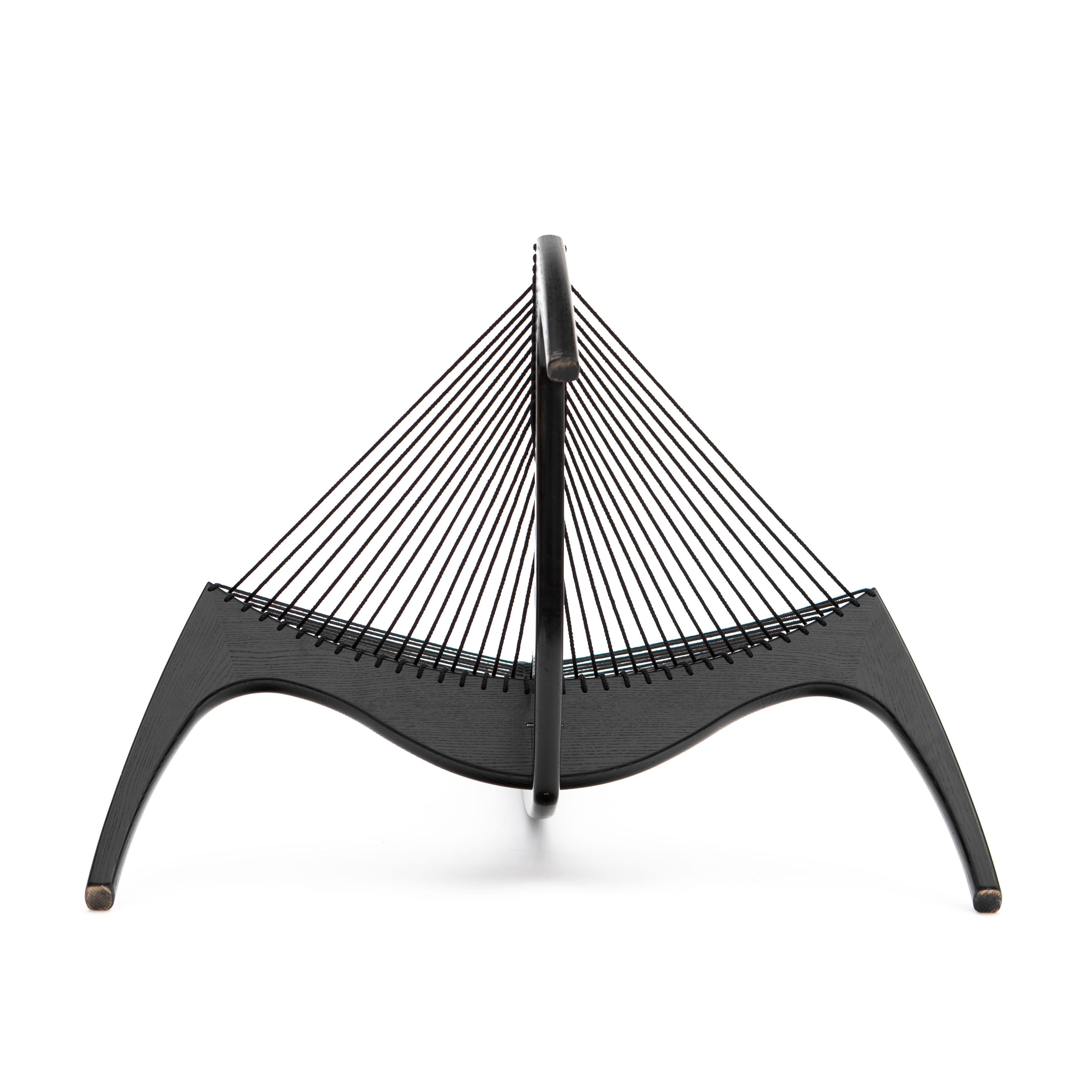 Jørgen Høvelskov Harp Chair in Black Wood and String For Sale 5