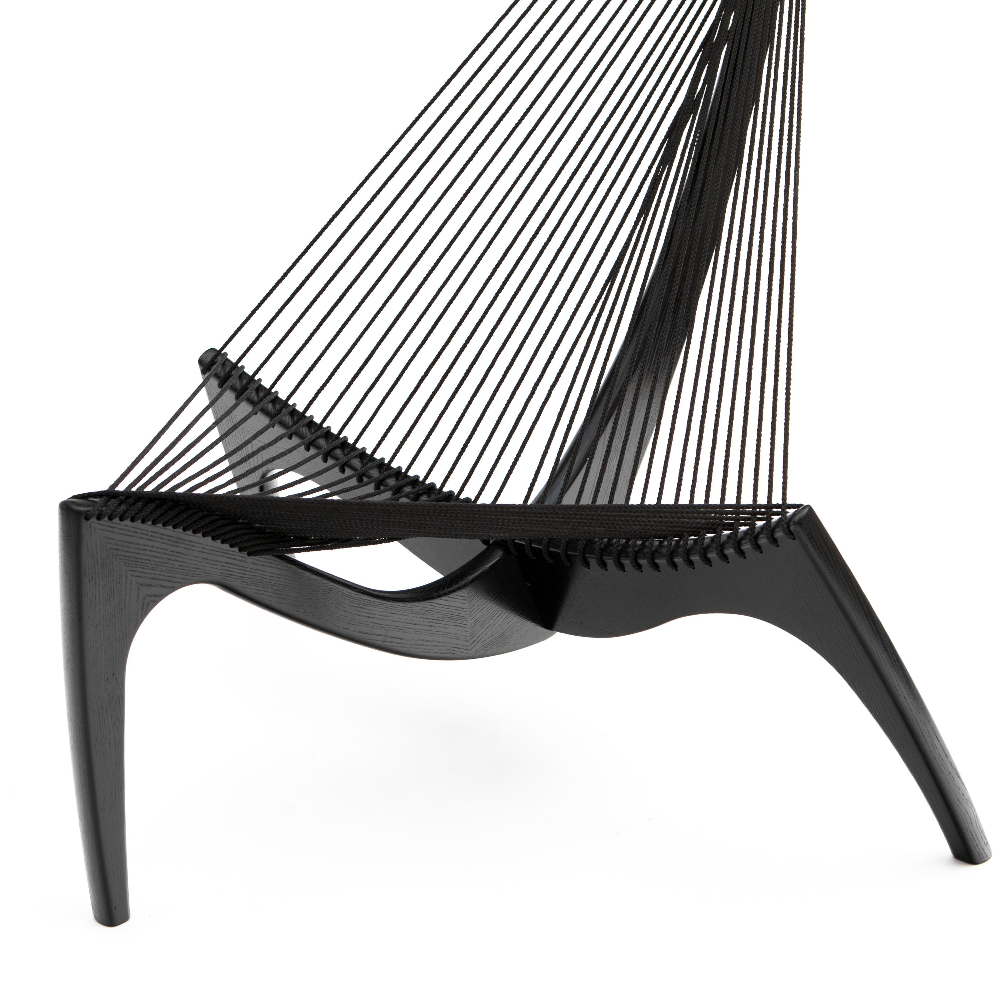 Danish Jørgen Høvelskov Harp Chair in Black Wood and String For Sale