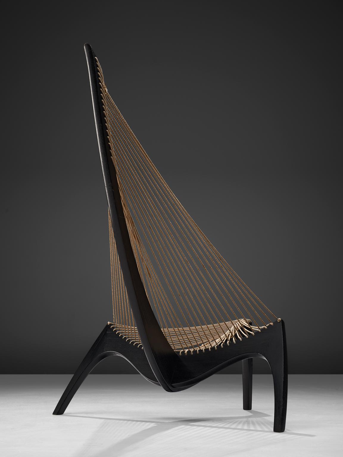 Mid-Century Modern Jørgen Høvelskov Original Ebonized 'Harp' Chair