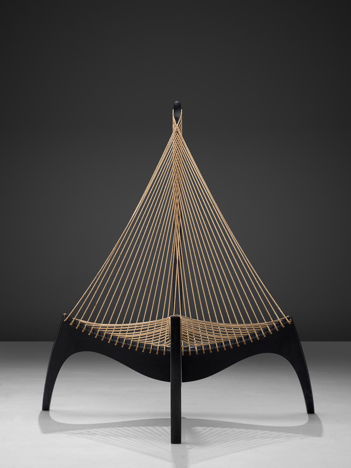 Danish Jørgen Høvelskov Original Ebonized 'Harp' Chair