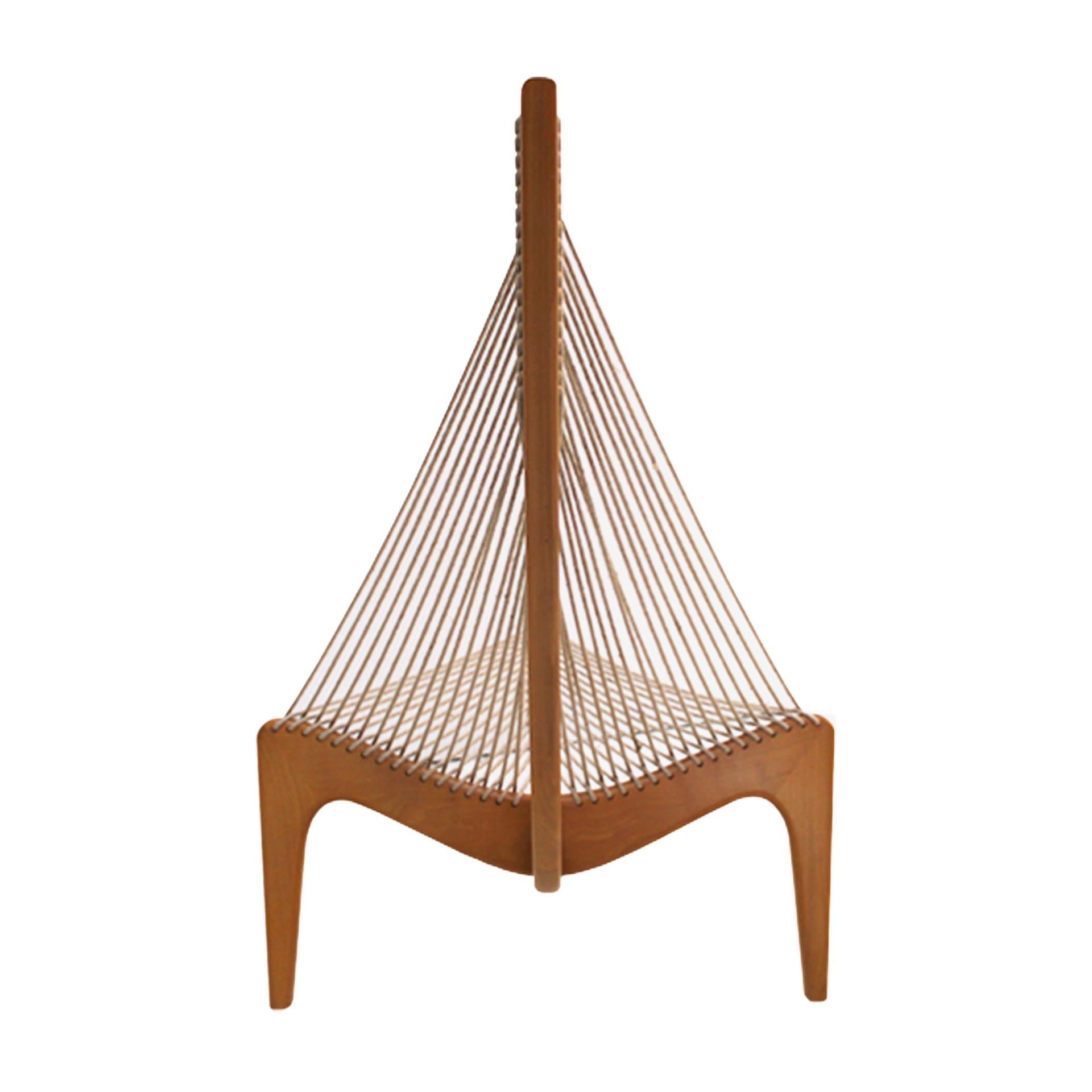 Danish Mid century Jørgen Høvelskov Rope Wood and String Sculpture Harp Chair, Denmark For Sale