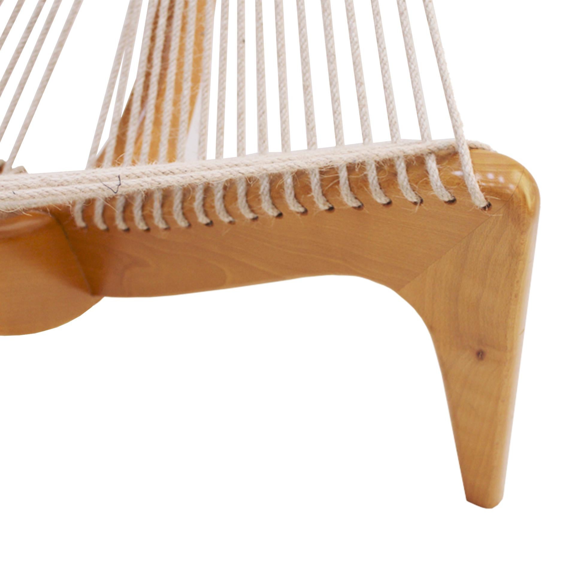 Mid-17th Century Mid century Jørgen Høvelskov Rope Wood and String Sculpture Harp Chair, Denmark For Sale