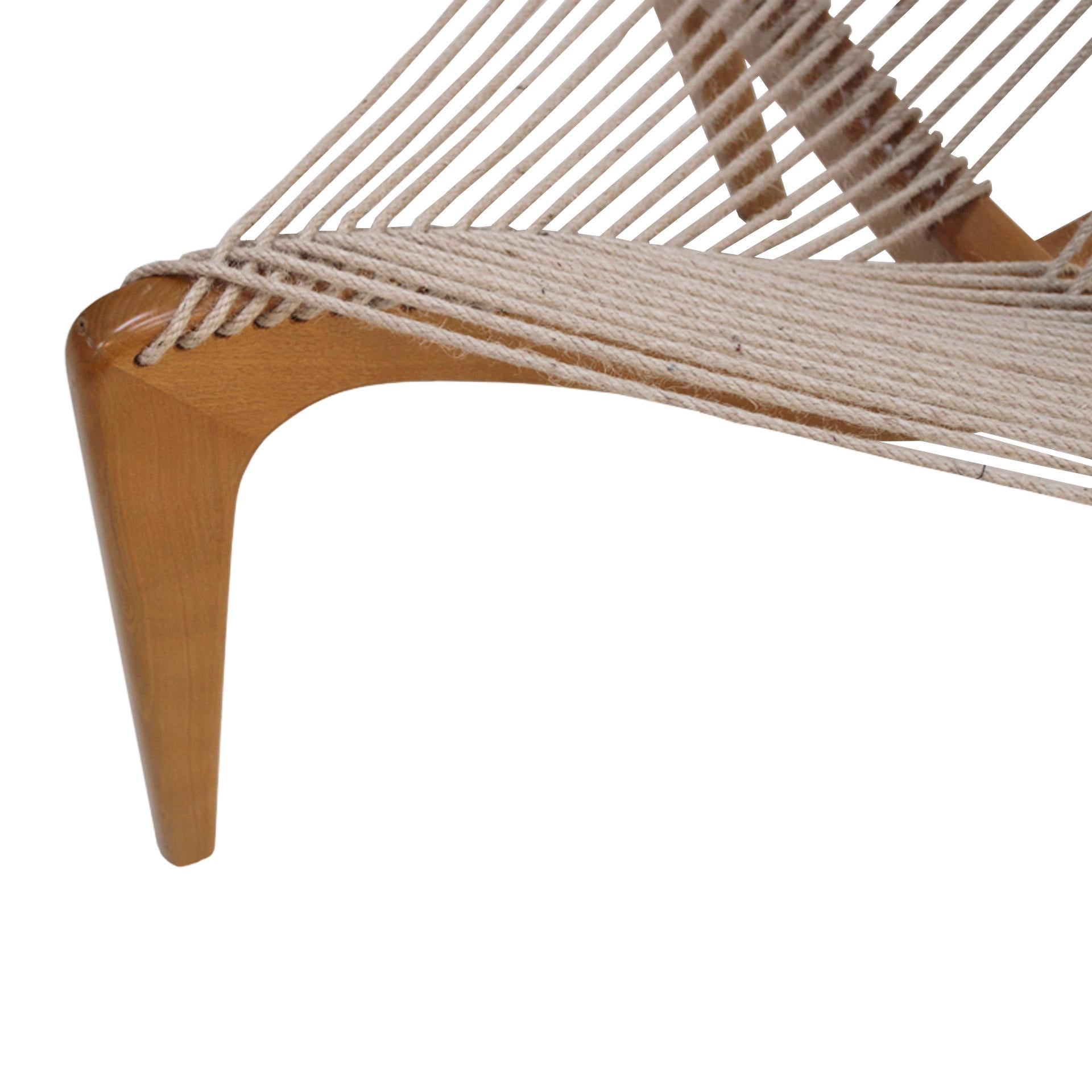 Mid century Jørgen Høvelskov Rope Wood and String Sculpture Harp Chair, Denmark For Sale 1