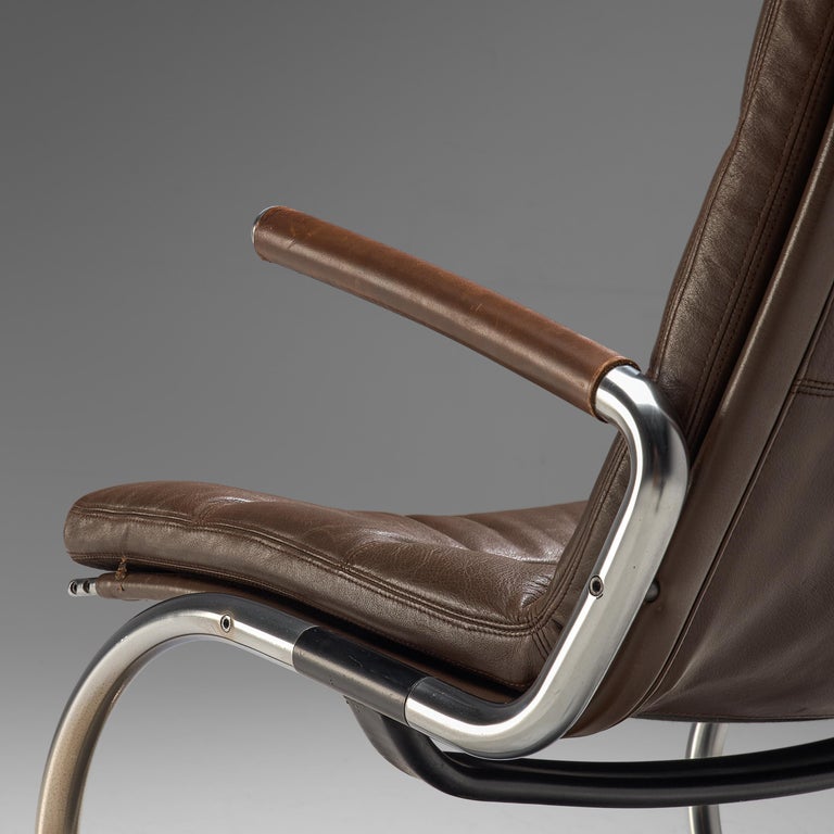 Mid-Century Modern Jørgen Kastholm Pair of Tubular Lounge Chairs in Leather For Sale