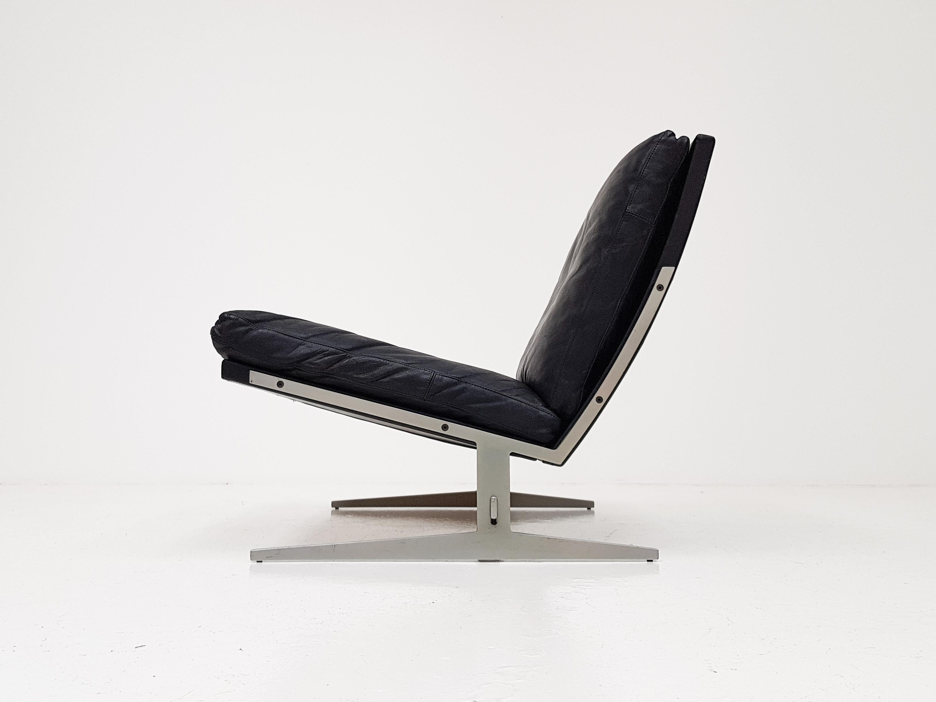 Jørgen Kastholm & Preben Fabricius Black Leather Easy Chair, Model Bo-561, 1962 3