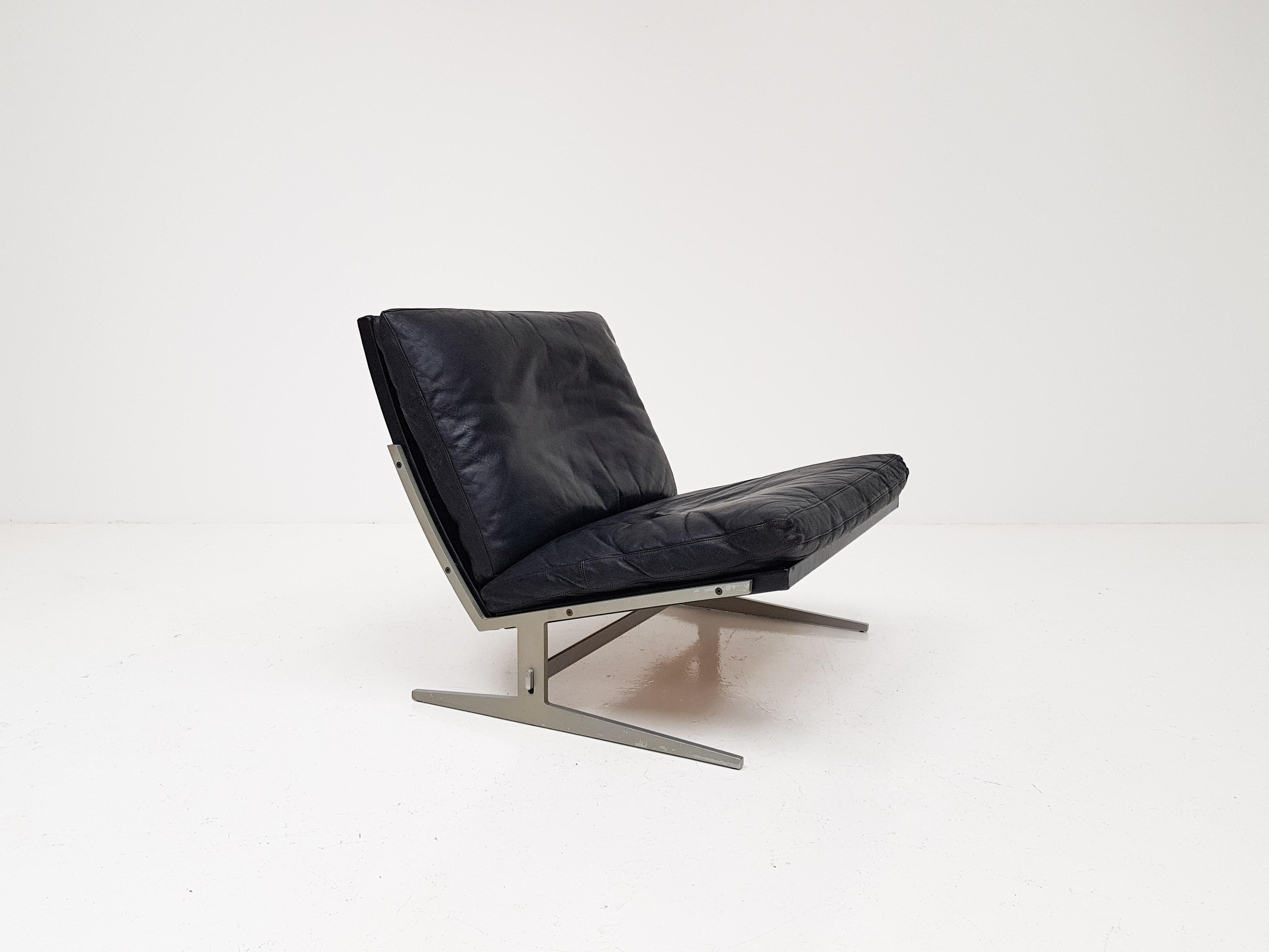 Jørgen Kastholm & Preben Fabricius Black Leather Easy Chair, Model Bo-561, 1962 6