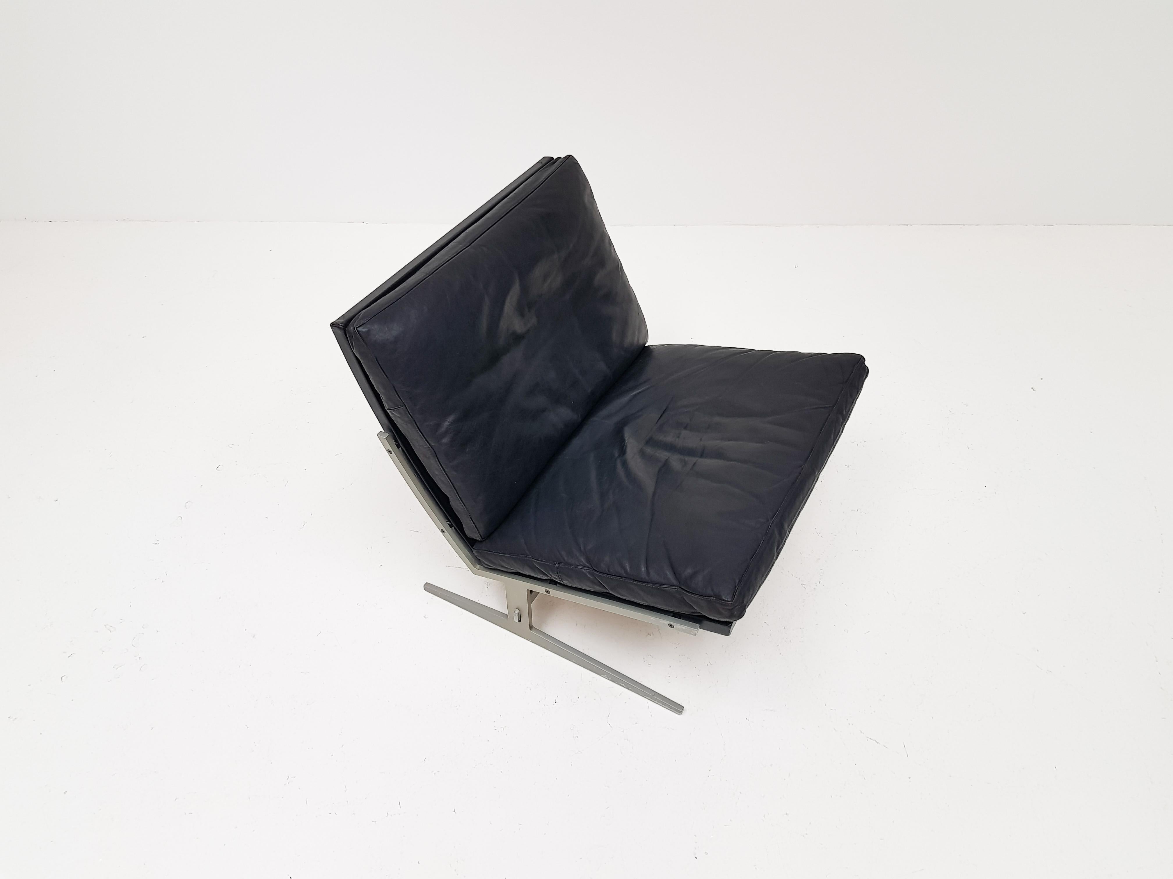 Jørgen Kastholm & Preben Fabricius Black Leather Easy Chair, Model Bo-561, 1962 7
