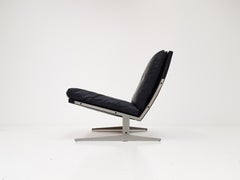 Jørgen Kastholm & Preben Fabricius Black Leather Easy Chair, Model Bo-561, 1962