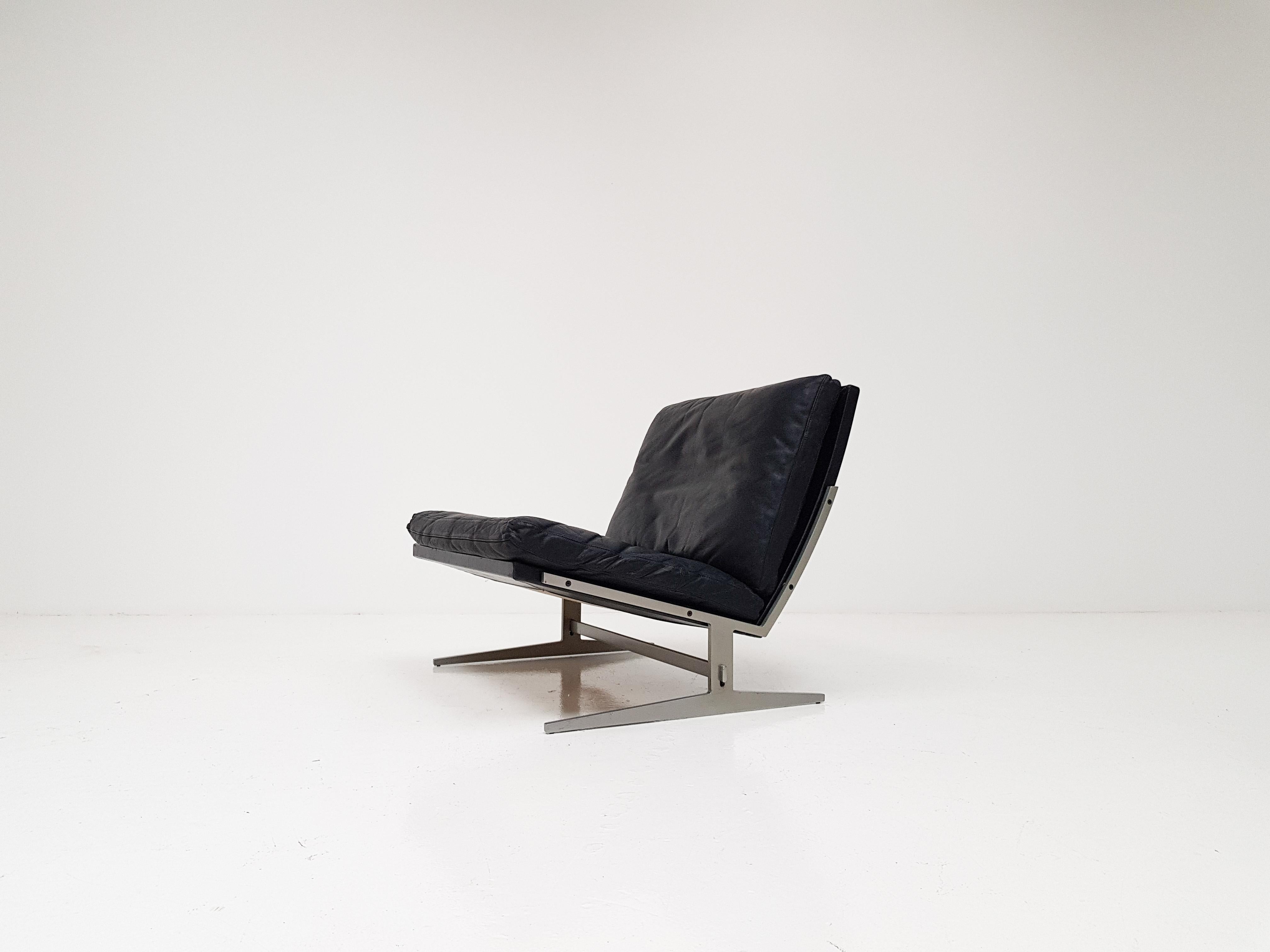 Jørgen Kastholm & Preben Fabricius Black Leather Easy Chair, Model Bo-561, 1962 (20. Jahrhundert)