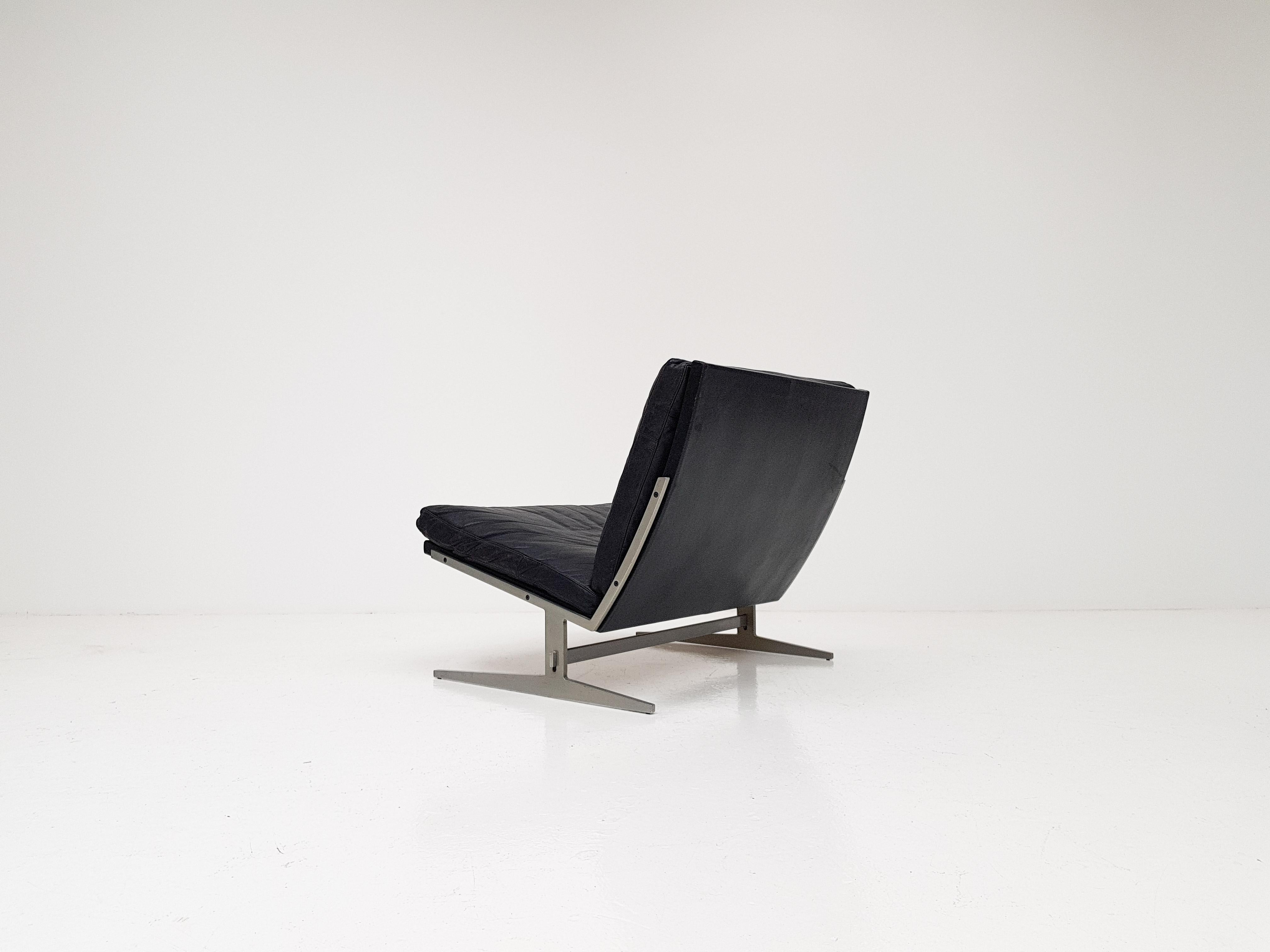 Jørgen Kastholm & Preben Fabricius Black Leather Easy Chair, Model Bo-561, 1962 1