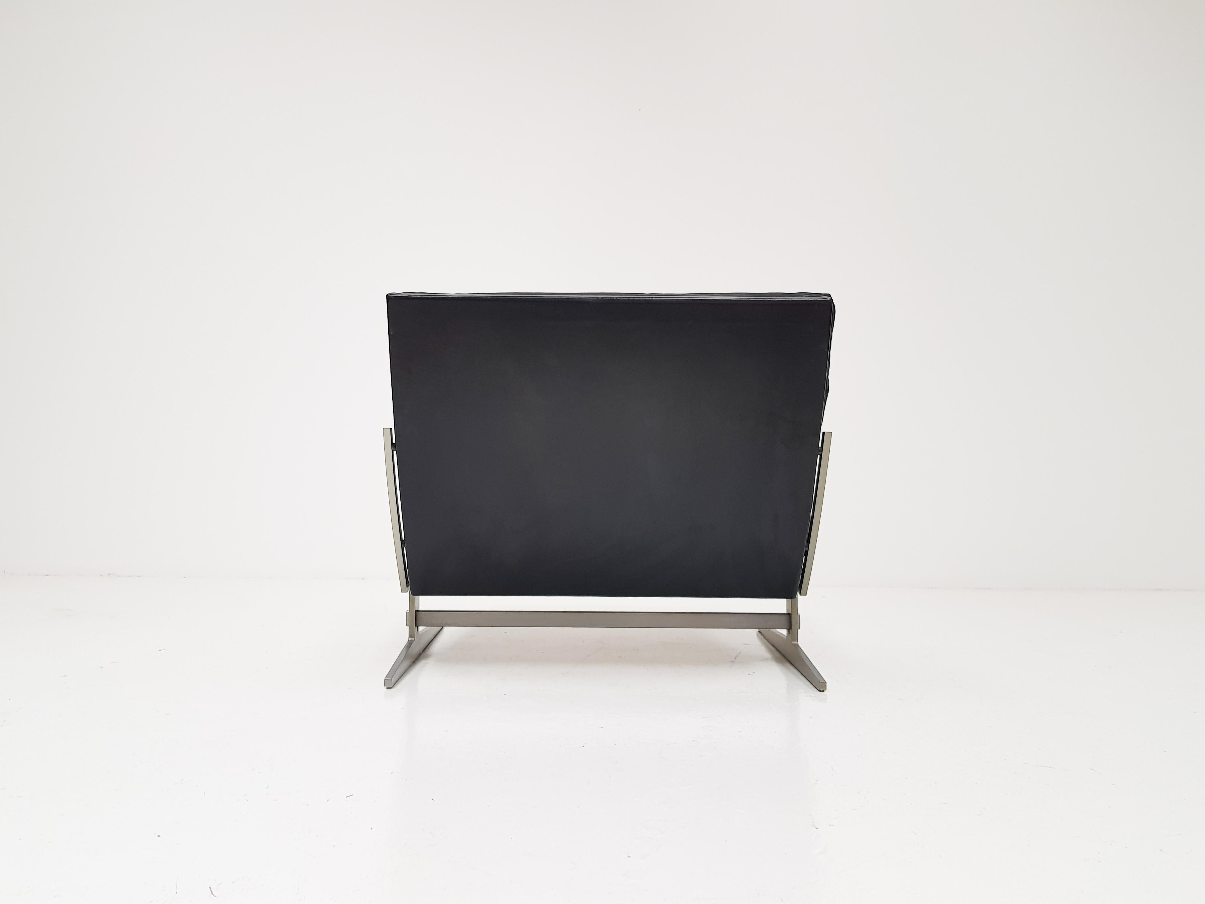 Jørgen Kastholm & Preben Fabricius Black Leather Easy Chair, Model Bo-561, 1962 2