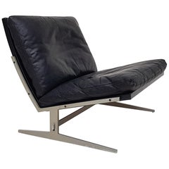 Jørgen Kastholm & Preben Fabricius Black Leather Easy Chair, Model Bo-561, 1962