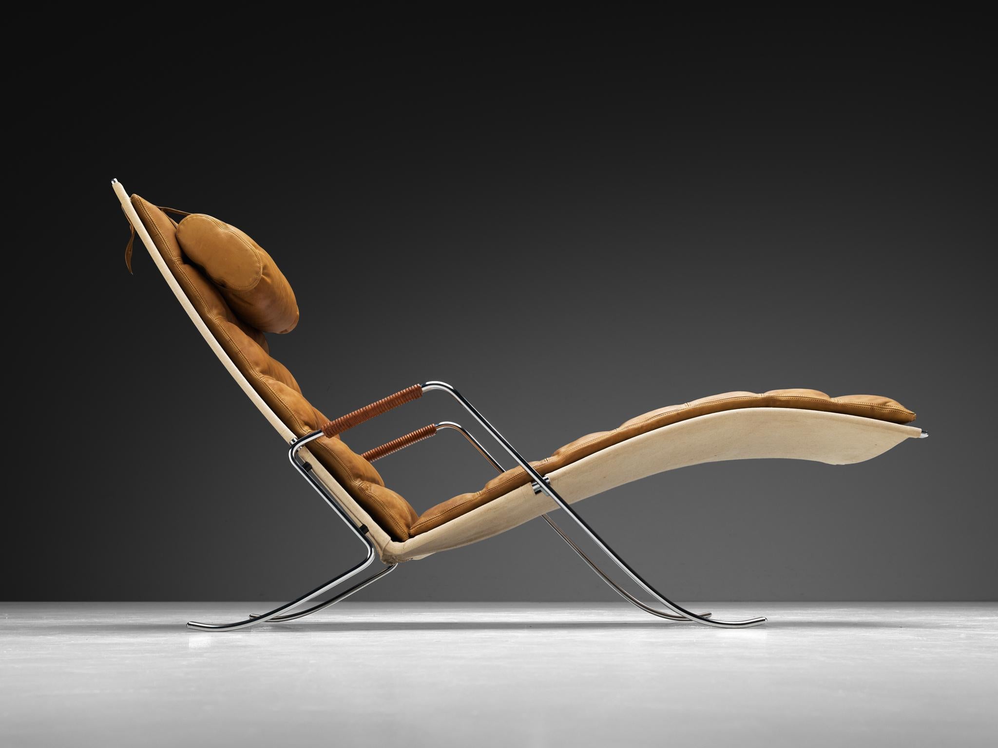 Scandinavian Modern Jørgen Kastholm & Preben Fabricius 'Grasshopper' Chaise Longue in Leather For Sale