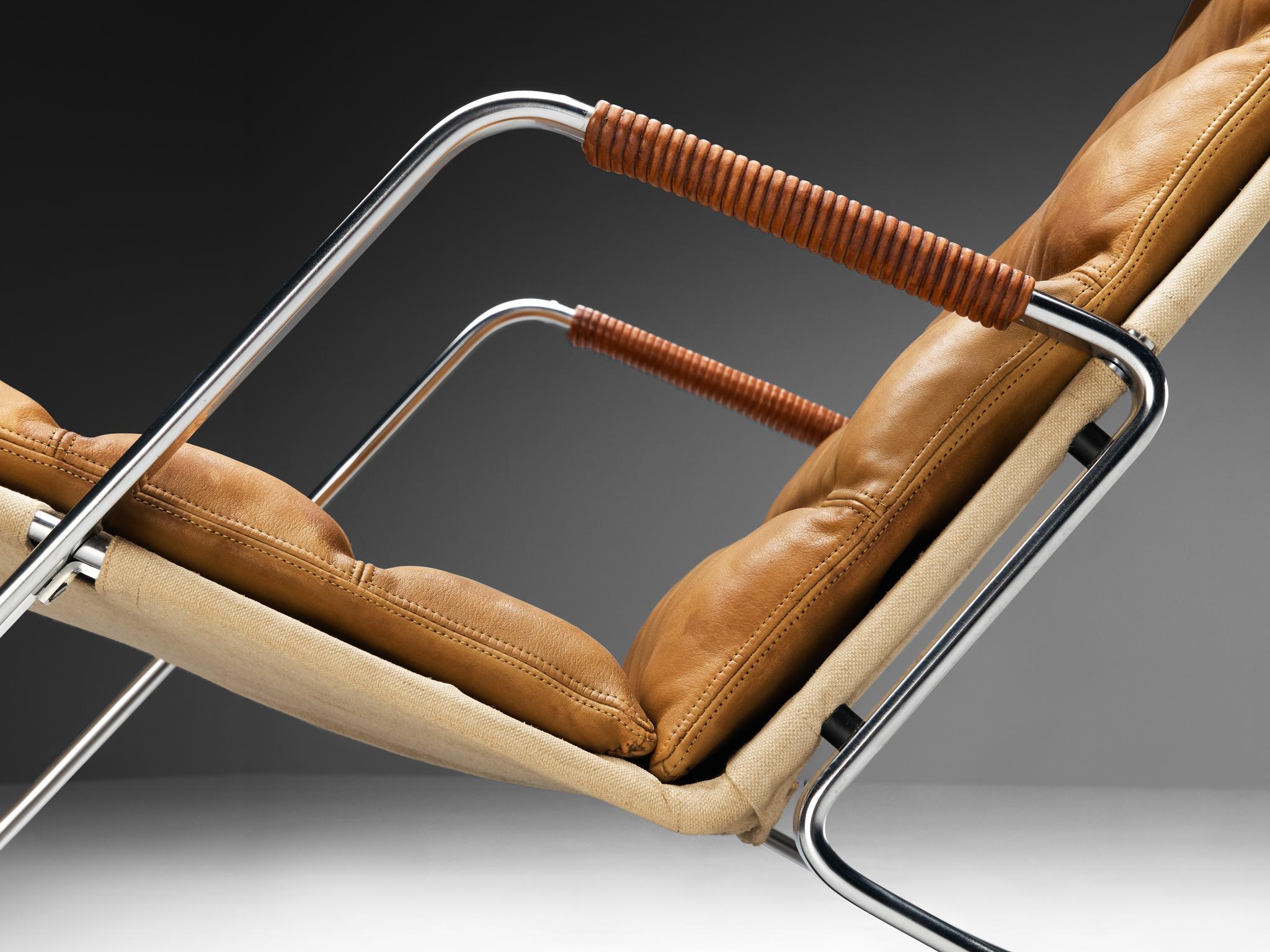 German Jørgen Kastholm & Preben Fabricius 'Grasshopper' Chaise Longue in Leather For Sale