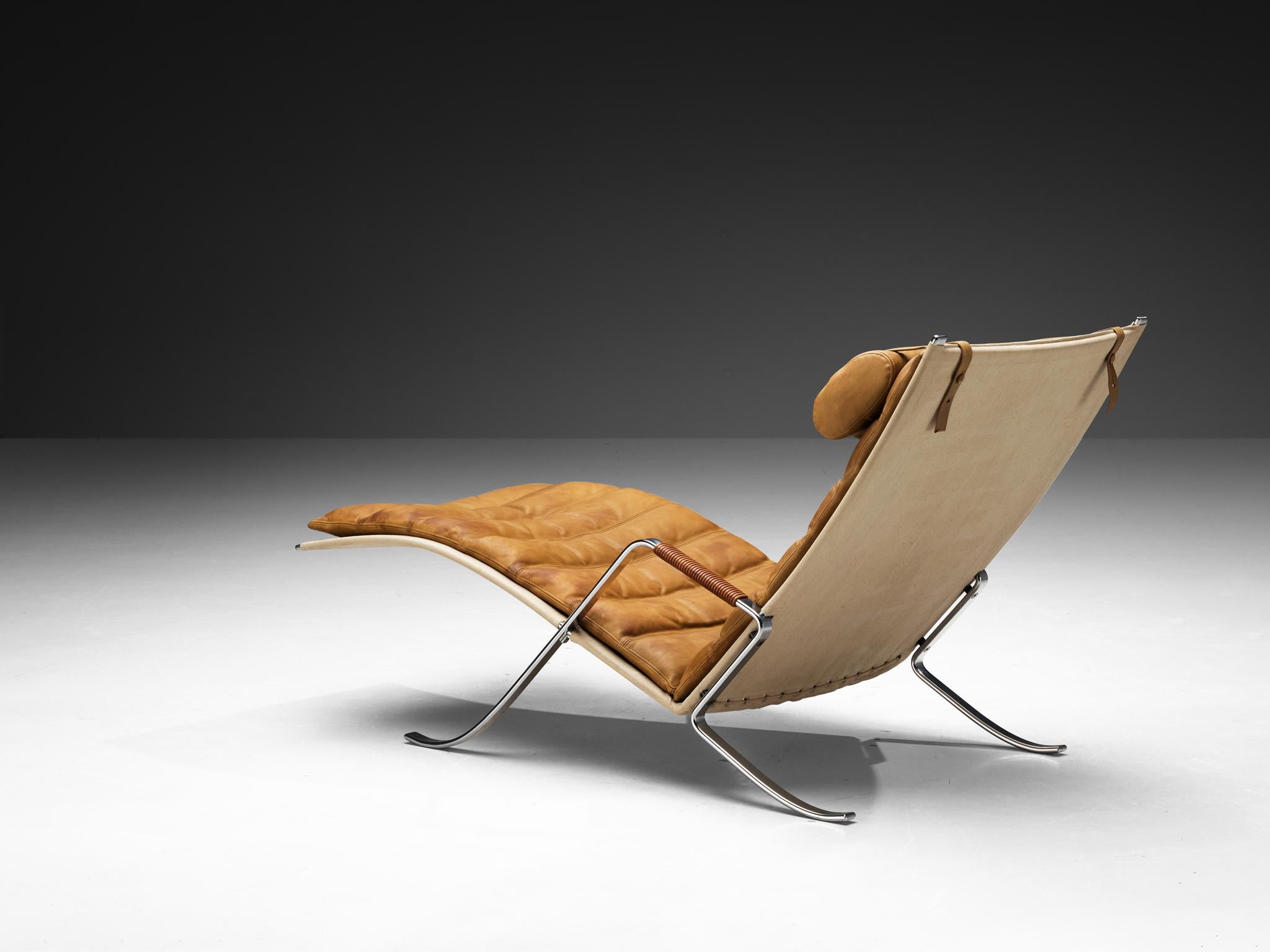 Jørgen Kastholm & Preben Fabricius 'Grasshopper' Chaise Longue in Leather In Good Condition For Sale In Waalwijk, NL