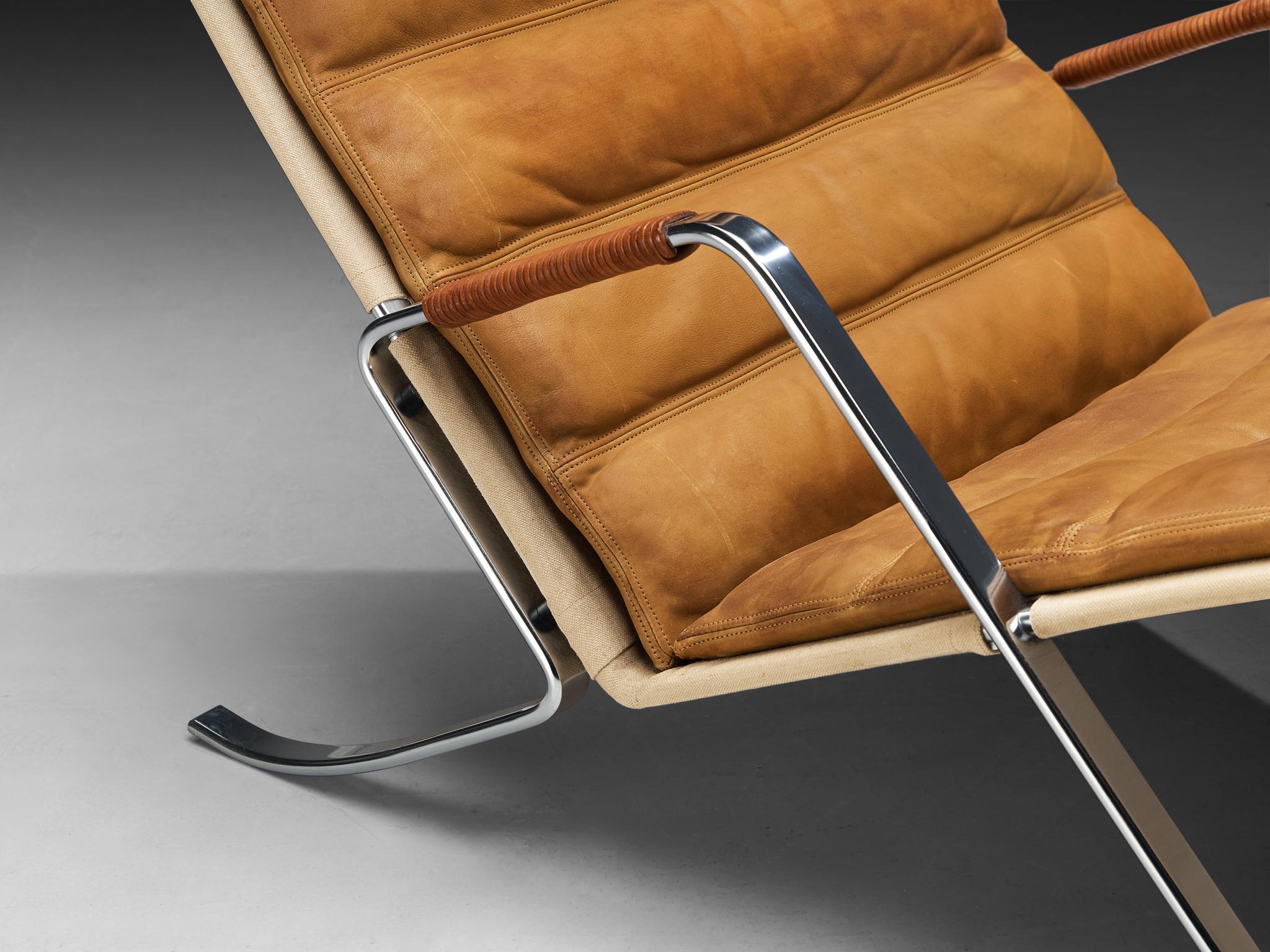 Mid-20th Century Jørgen Kastholm & Preben Fabricius 'Grasshopper' Chaise Longue in Leather For Sale