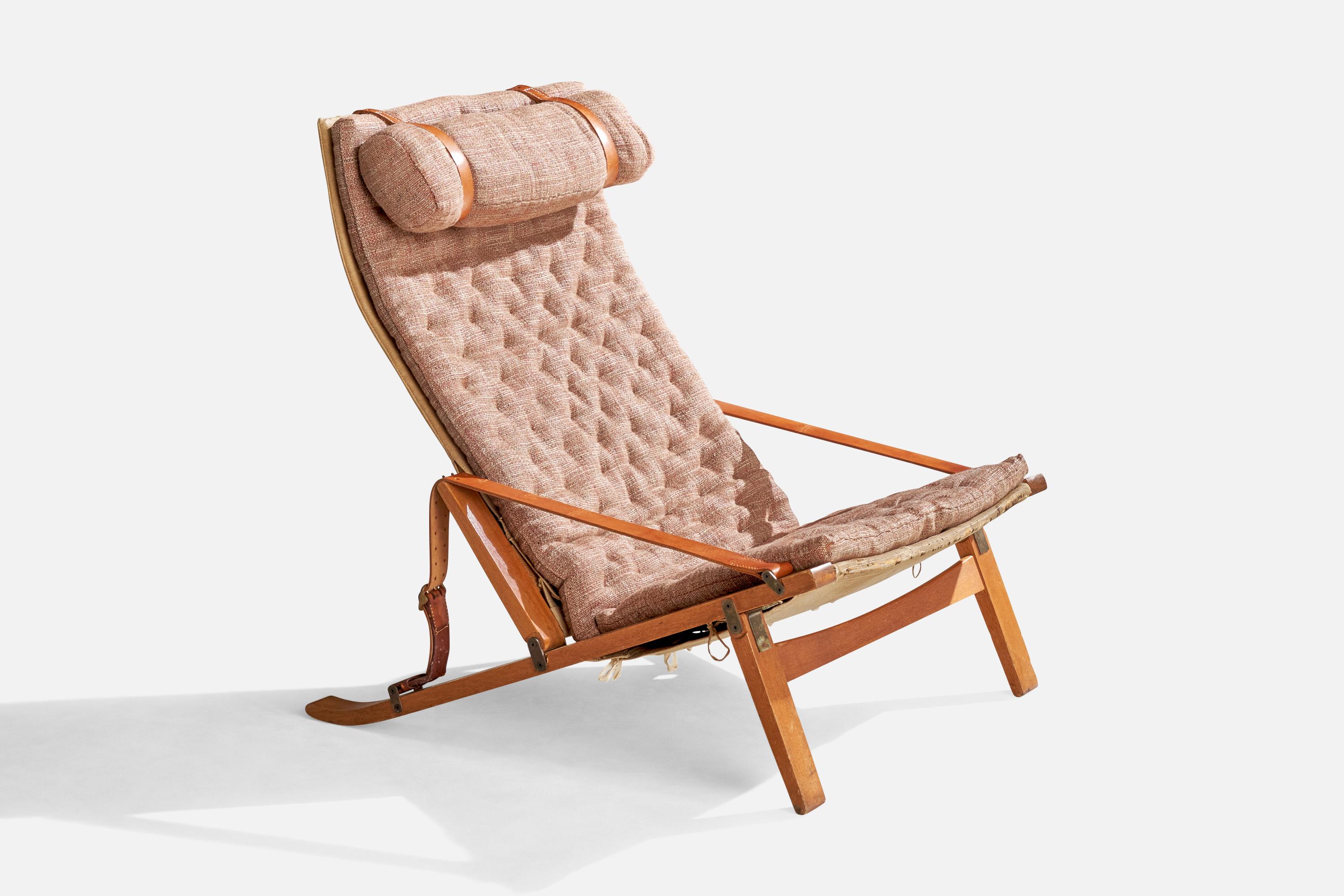 Chaise longue en chêne, laiton, toile, cuir et tissu rose pâle, conçue par Jørgen Kastholm & Preben Fabricius et produite par Poul Bachmann, Danemark, années 1960.

Hauteur du siège : 15