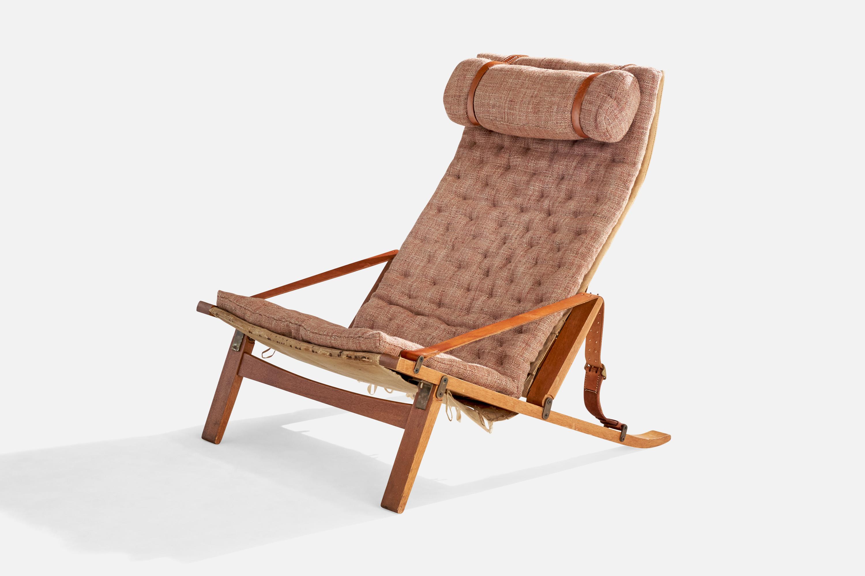 Scandinave moderne Jørgen Kastholm & Preben Fabricius, chaise longue, tissu, cuir, Danemark, 1960 en vente