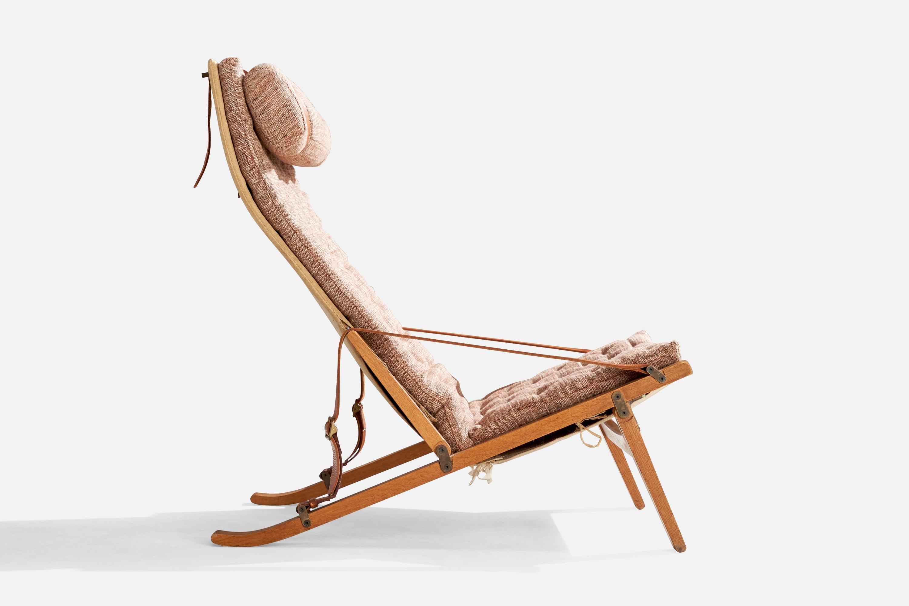Jørgen Kastholm & Preben Fabricius, chaise longue, tissu, cuir, Danemark, 1960 État moyen - En vente à High Point, NC
