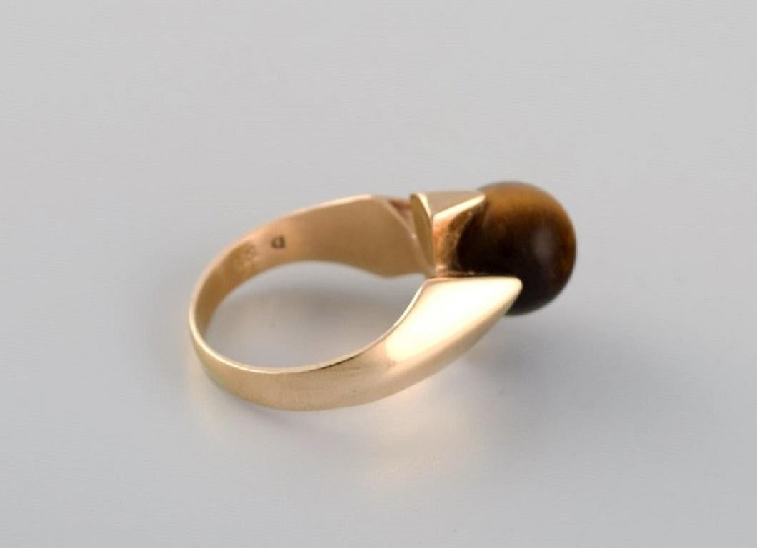 Jørgen Larsen:: Vintage-Ring aus 14 Karat Gold mit Tigerauge verziert (Moderne)