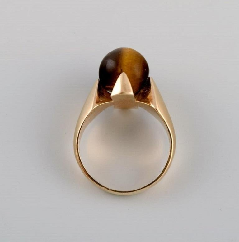 Jørgen Larsen:: Vintage-Ring aus 14 Karat Gold mit Tigerauge verziert (Perle)