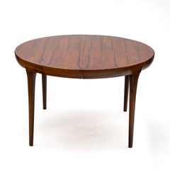 Jørgen Linde Rio Rosewood Round Extension Dining Table 4 Leaves