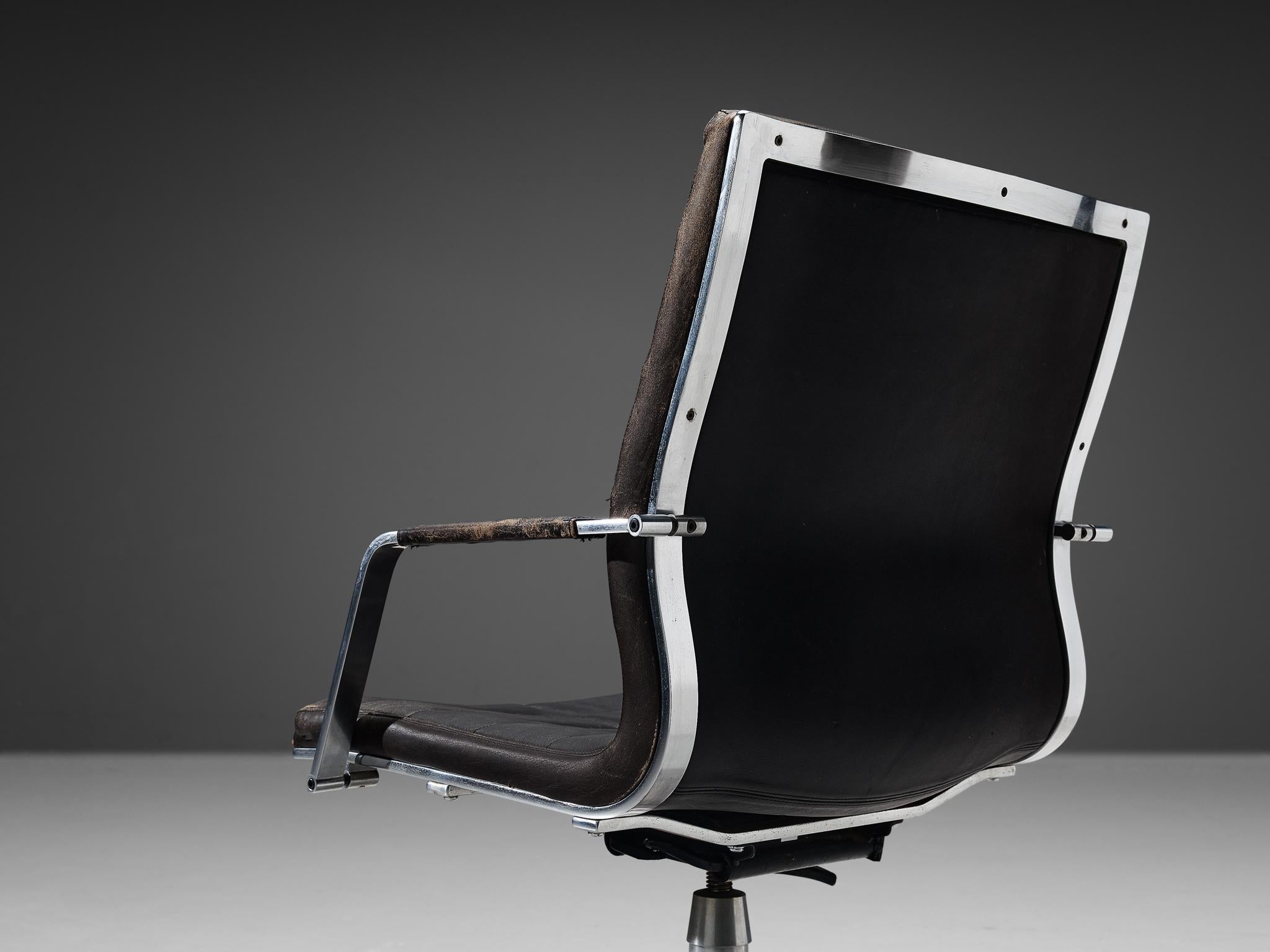 Mid-Century Modern Jørgen Lund and Ole Larsen for Bo-Ex Desk Chair in Black Leather