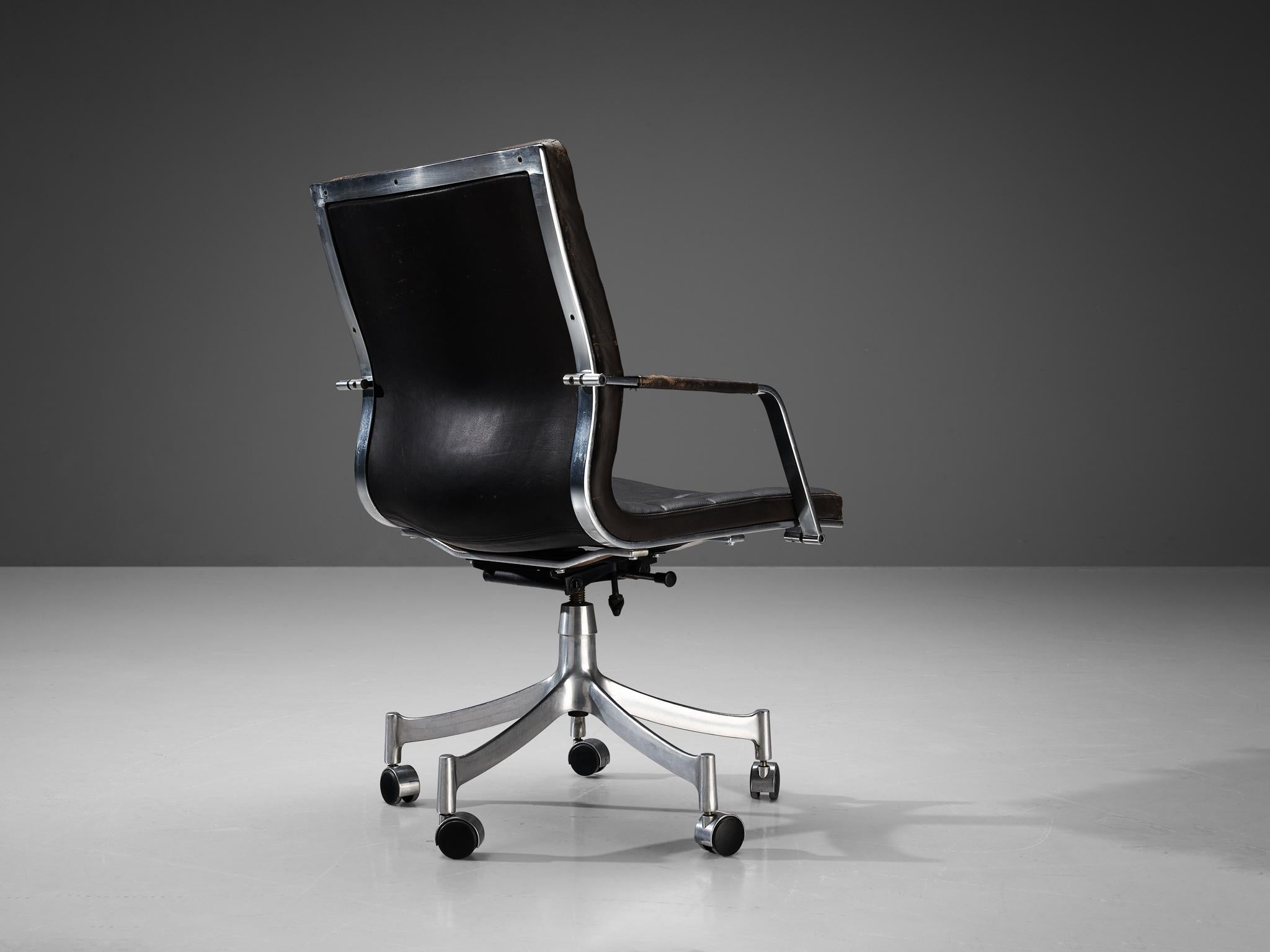 European Jørgen Lund and Ole Larsen for Bo-Ex Desk Chair in Black Leather