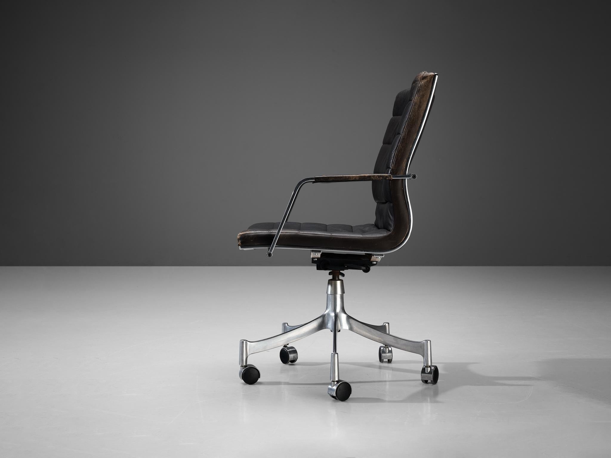 Mid-20th Century Jørgen Lund and Ole Larsen for Bo-Ex Desk Chair in Black Leather