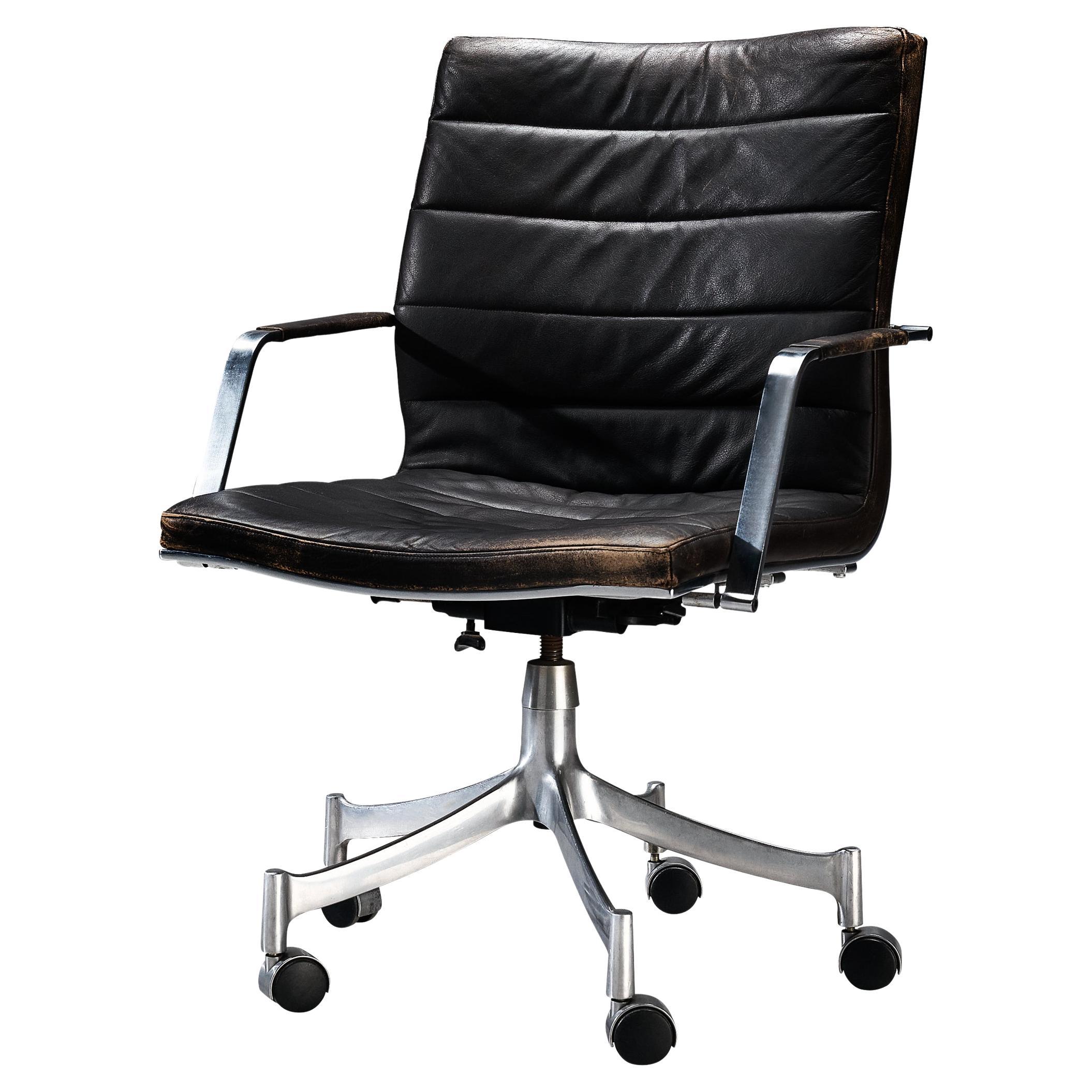 Jørgen Lund and Ole Larsen for Bo-Ex Desk Chair in Black Leather