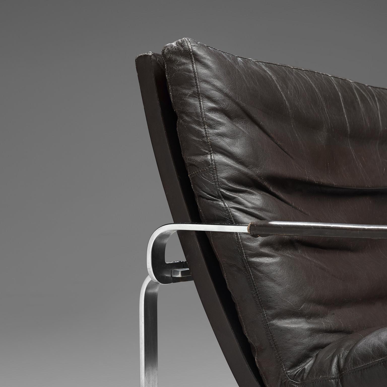 Jørgen Lund & Ole Larsen Pair of Easy Chairs in Dark Brown Leather 2