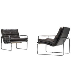 Jørgen Lund & Ole Larsen Pair of Easy Chairs in Dark Brown Leather