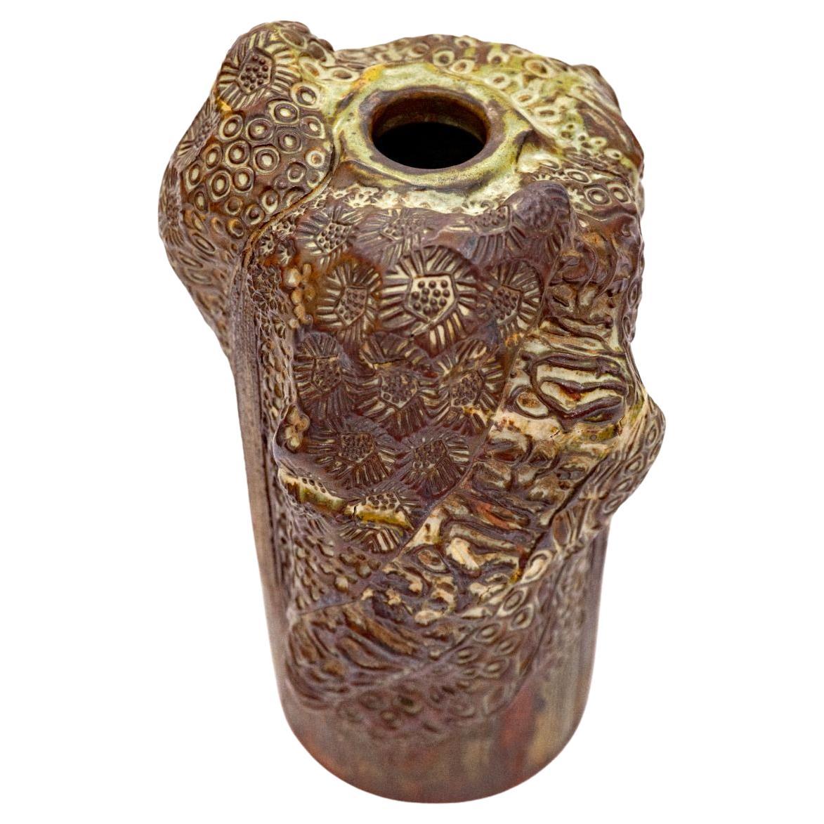 Jørgen Mogensen 1950er signierte organische Vase aus Steinzeug